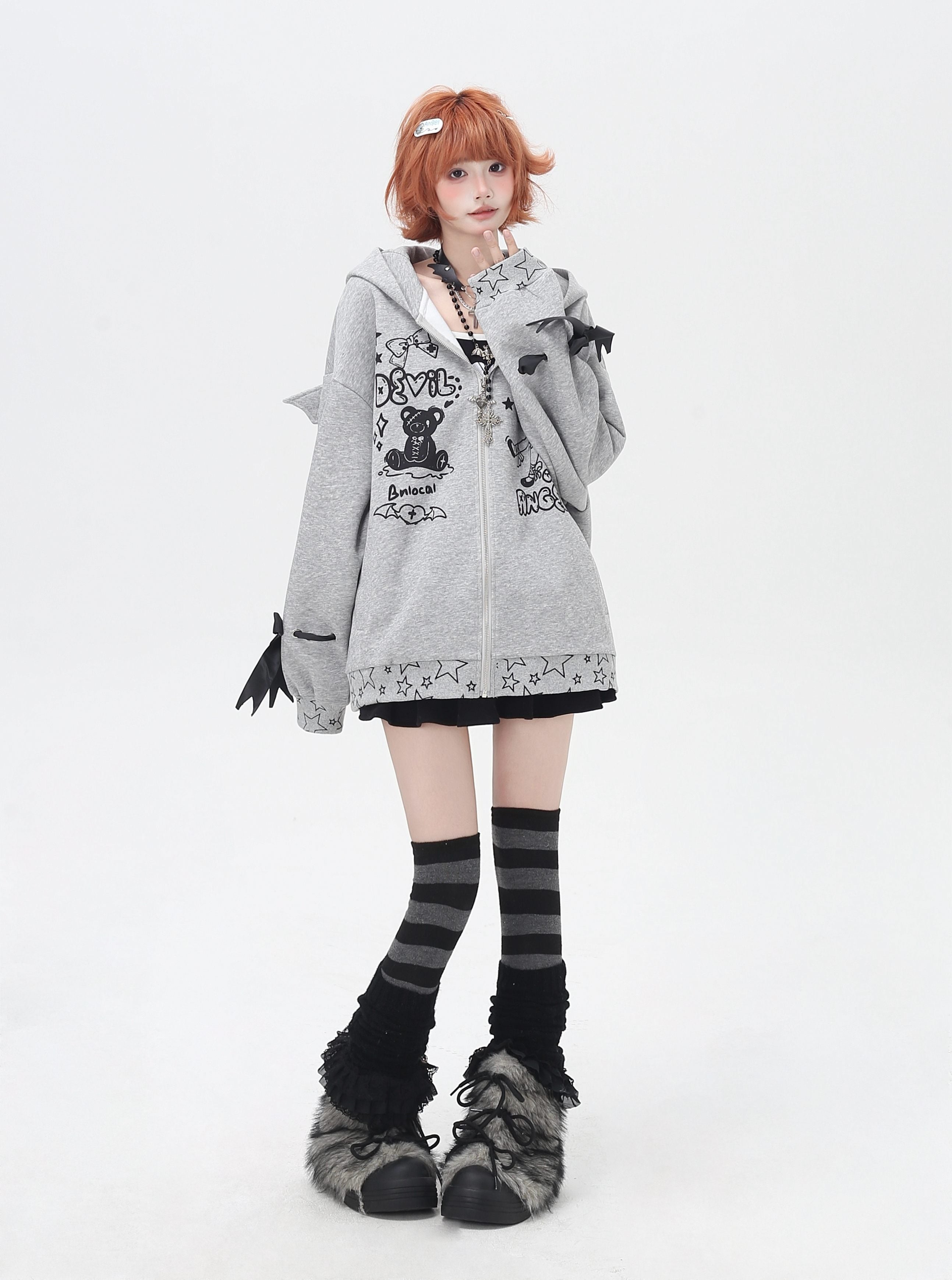 Crazy_Girl_3d_Wings_Lace_Up_Subculture_Hooded_Loose_Midlength_Women&