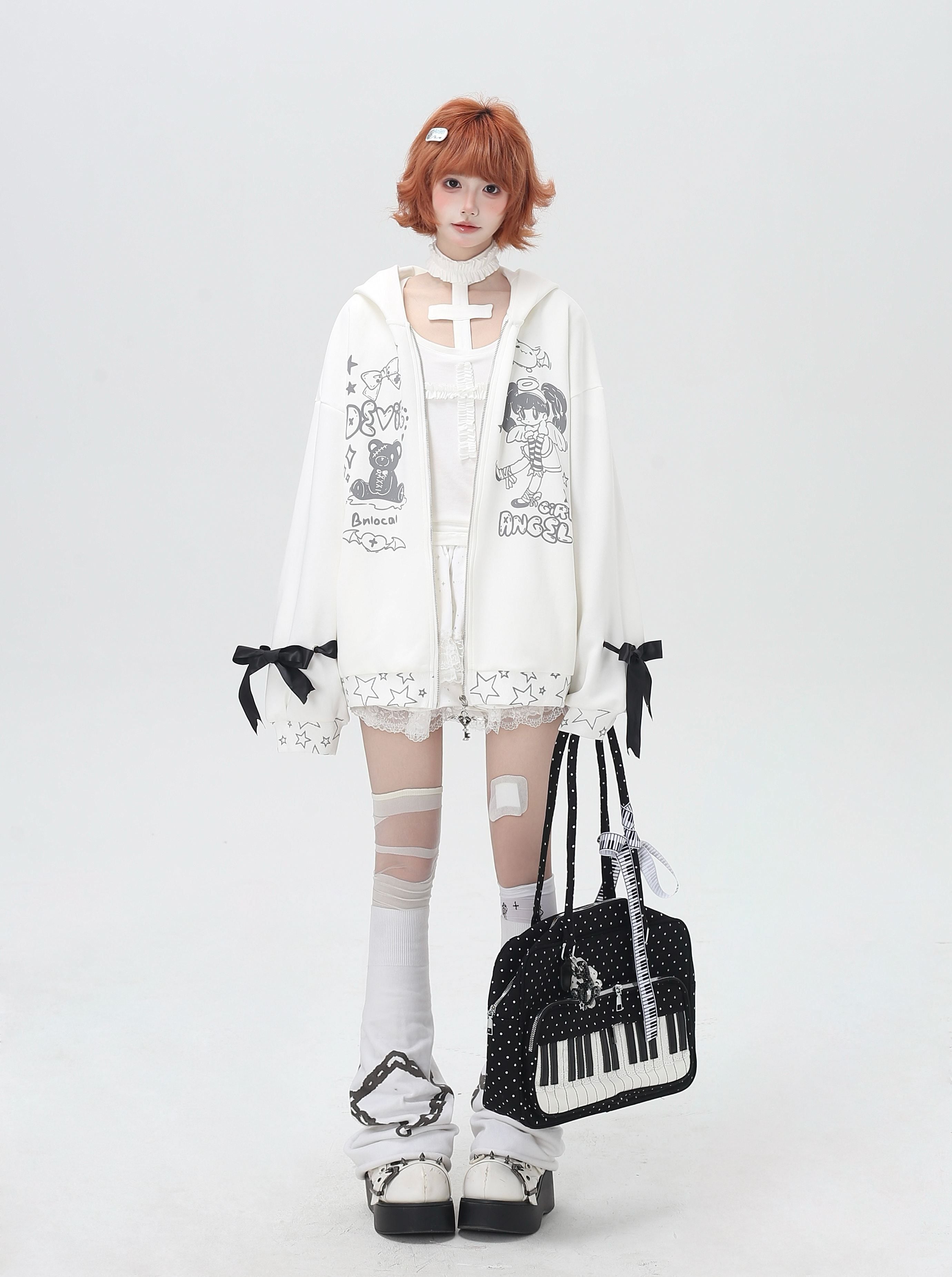 Crazy_Girl_3d_Wings_Lace_Up_Subculture_Hooded_Loose_Midlength_Women&