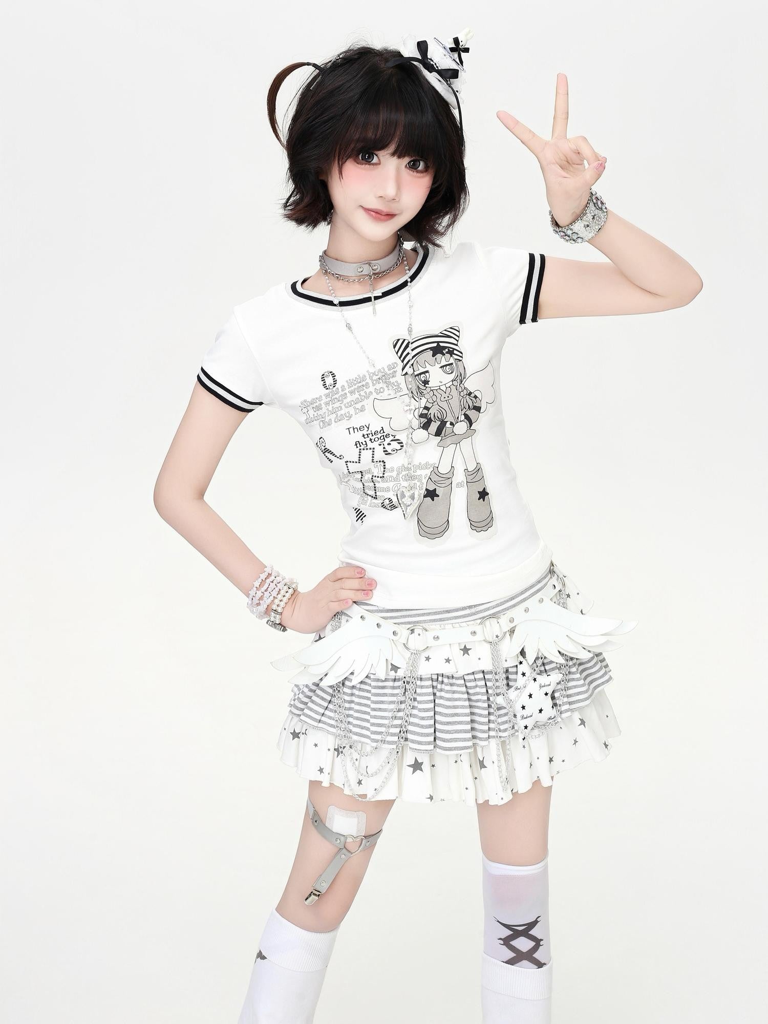 Crazy Girl Angel Wing Y2k Waist Chain Subculture Sweet Cool Hot Girl Women&