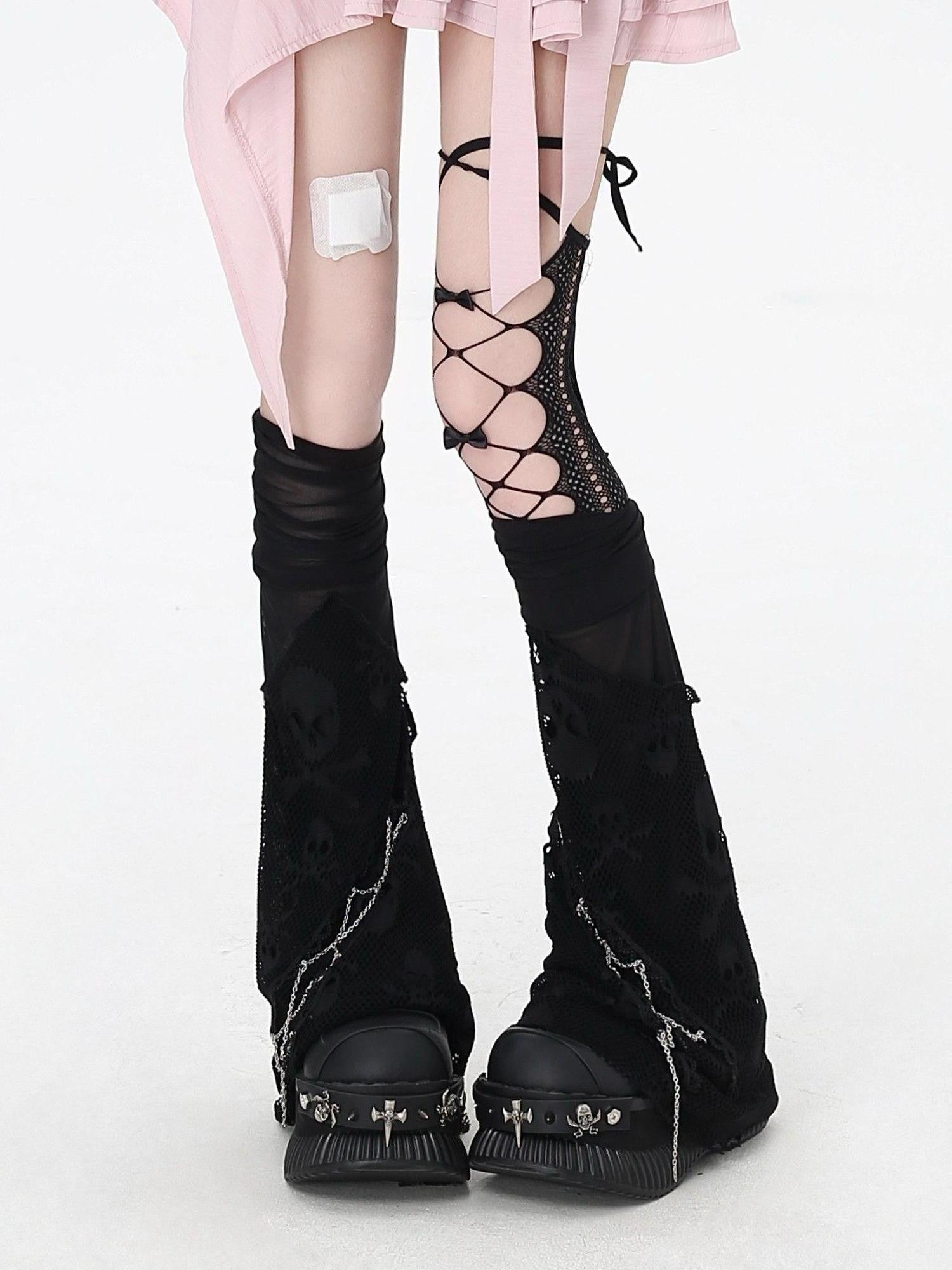 Crazy Girl Black Mesh Chain Subculture Women&
