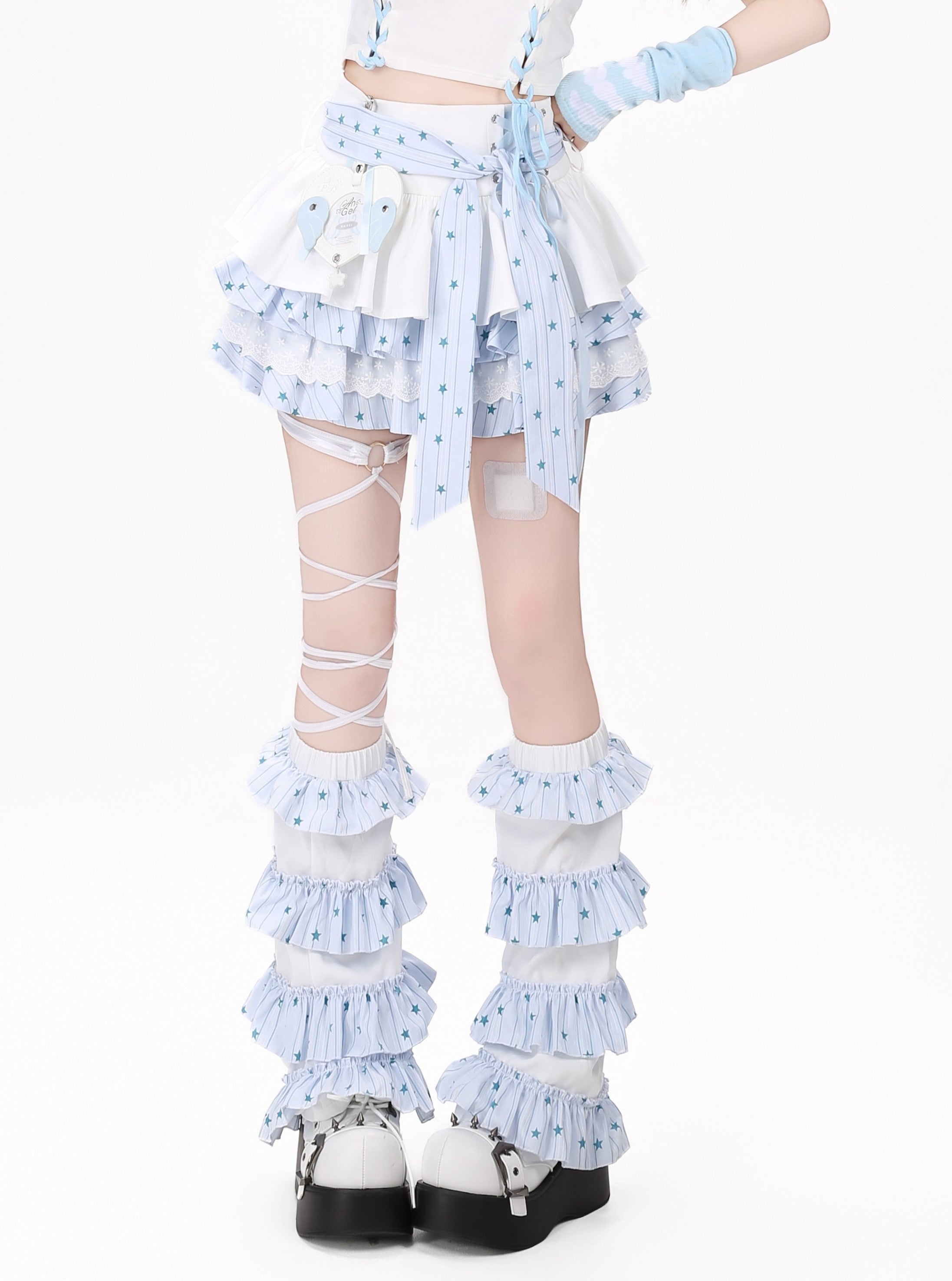 Crazy_Girl_Bow_Tie_Lace_Up_Ruffled_High_Waist_Women&