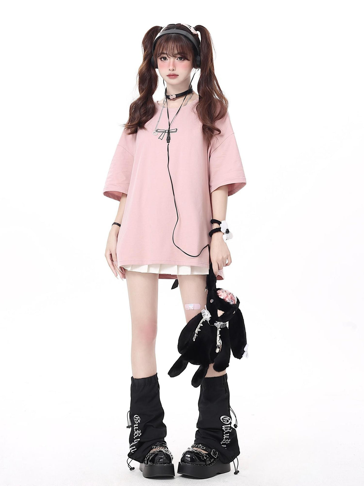 Crazy Girl Bowknot Tie Up Original Design Round Neck Mid Length Women&