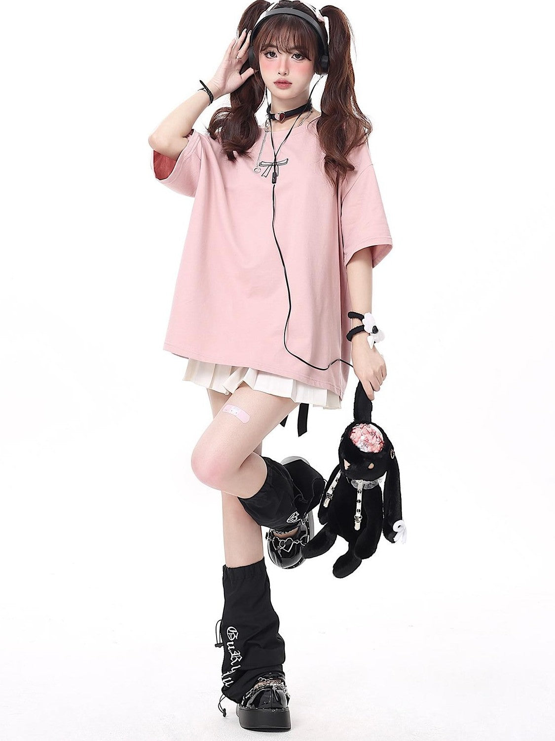 Crazy Girl Bowknot Tie Up Original Design Round Neck Mid Length Women&