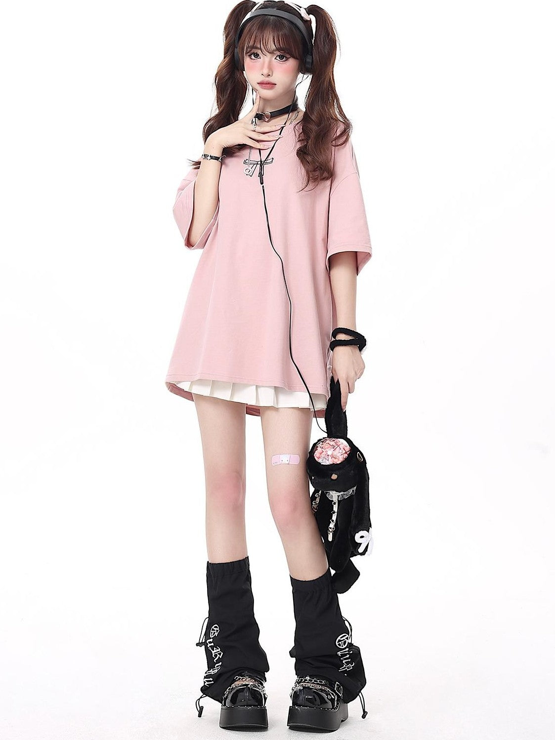 Crazy Girl Bowknot Tie Up Original Design Round Neck Mid Length Women&