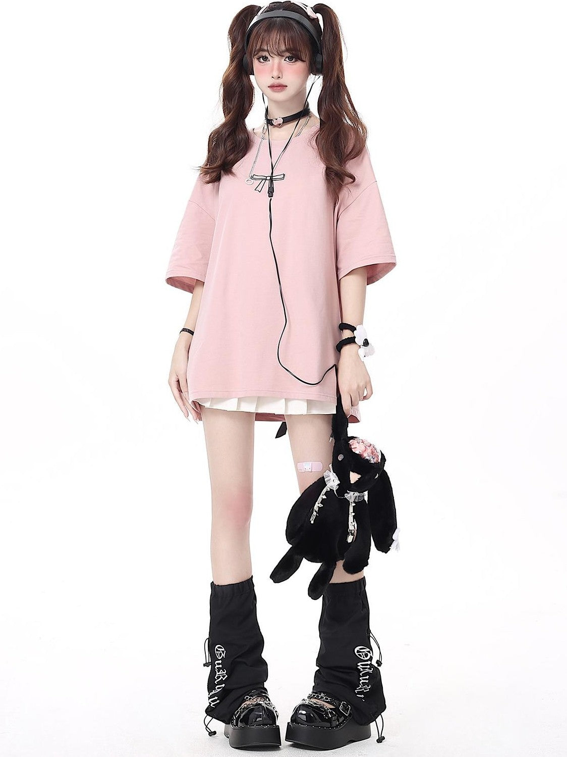 Crazy Girl Bowknot Tie Up Original Design Round Neck Mid Length Women&