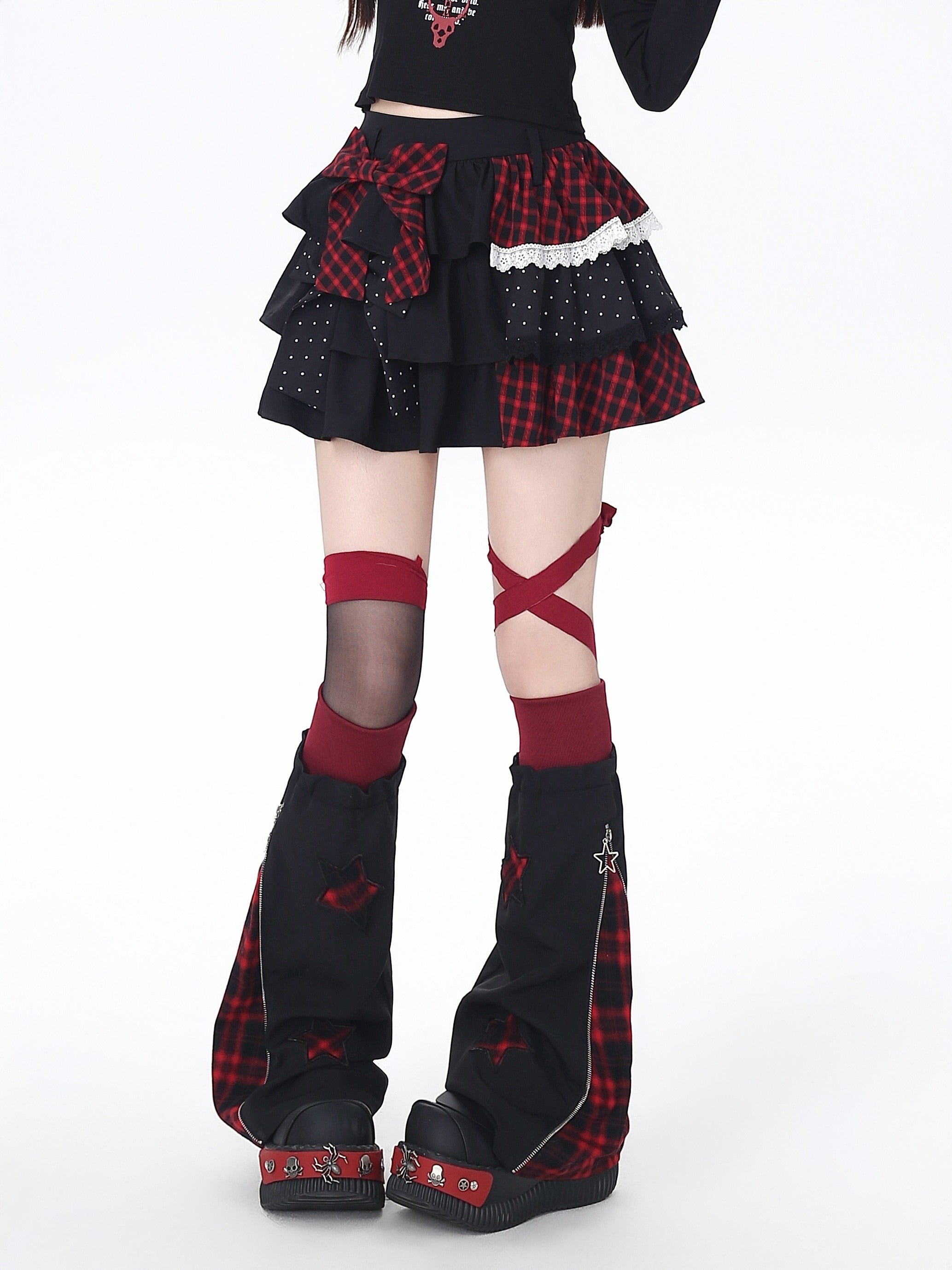 Crazy_Girl_Checked_Polka_Dot_Patchwork_High_Waist_Women&