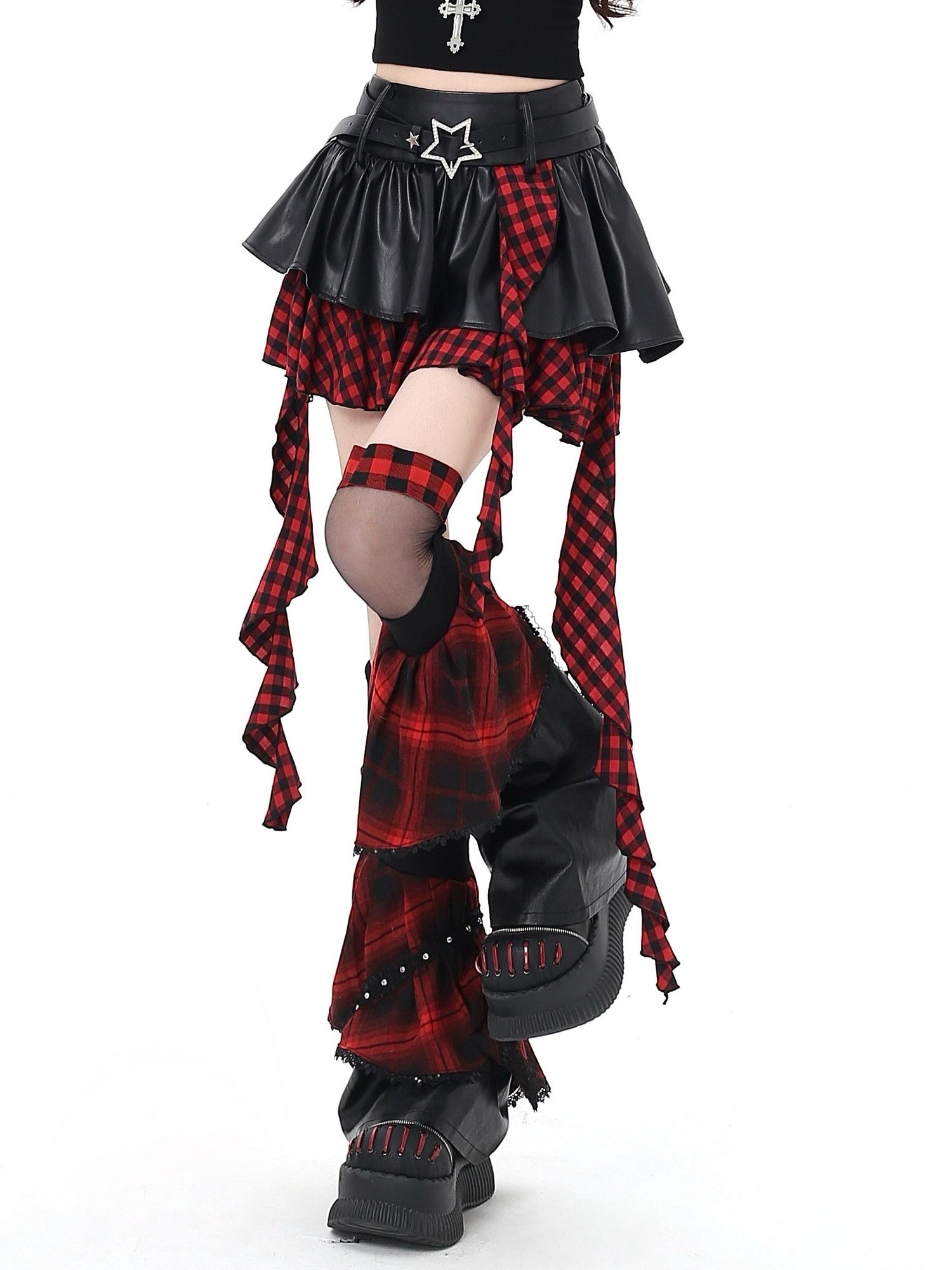 Crazy Girl Dark Asymmetric Zipper High Waist Women&