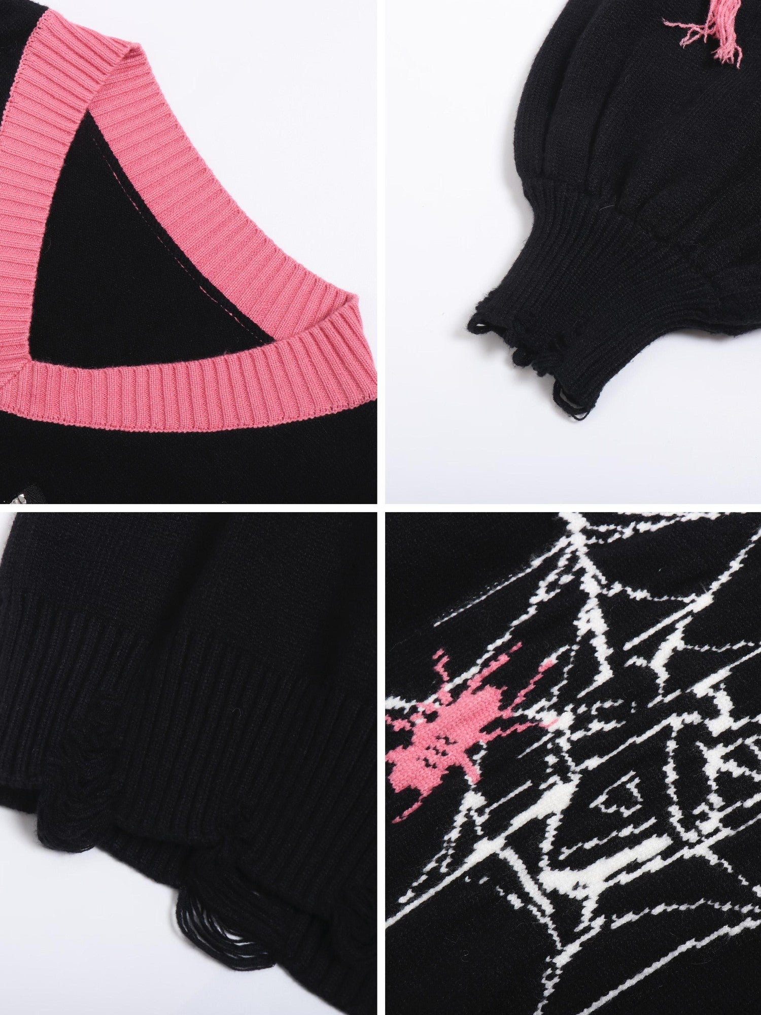 Crazy Girl Dark Star Knitted V-neck Loose Mid Length Women&