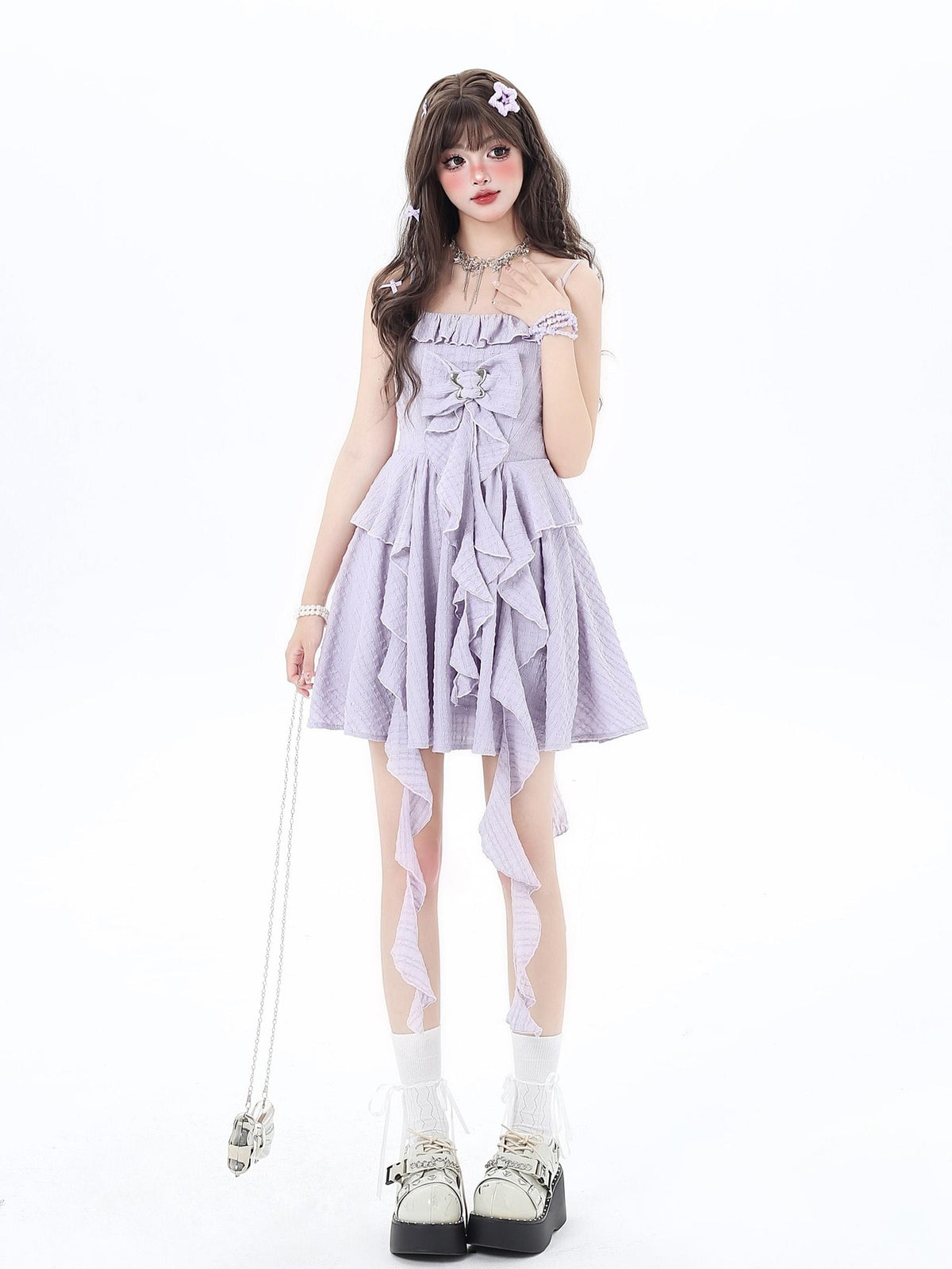 Crazy Girl Ethereal French Waist Cinched Spaghetti Strap Women&