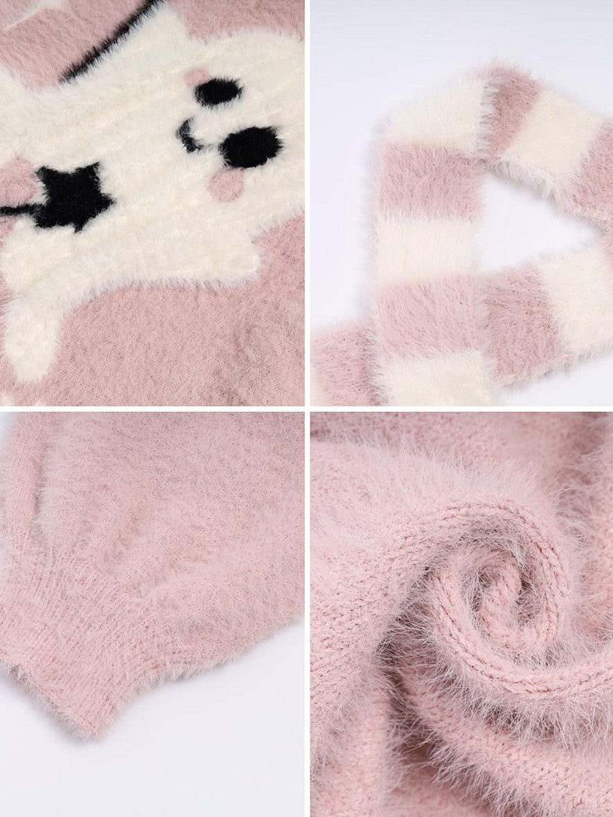 Crazy Girl Ghost Paradise Abstract Jacquard Scarf Neck Women&