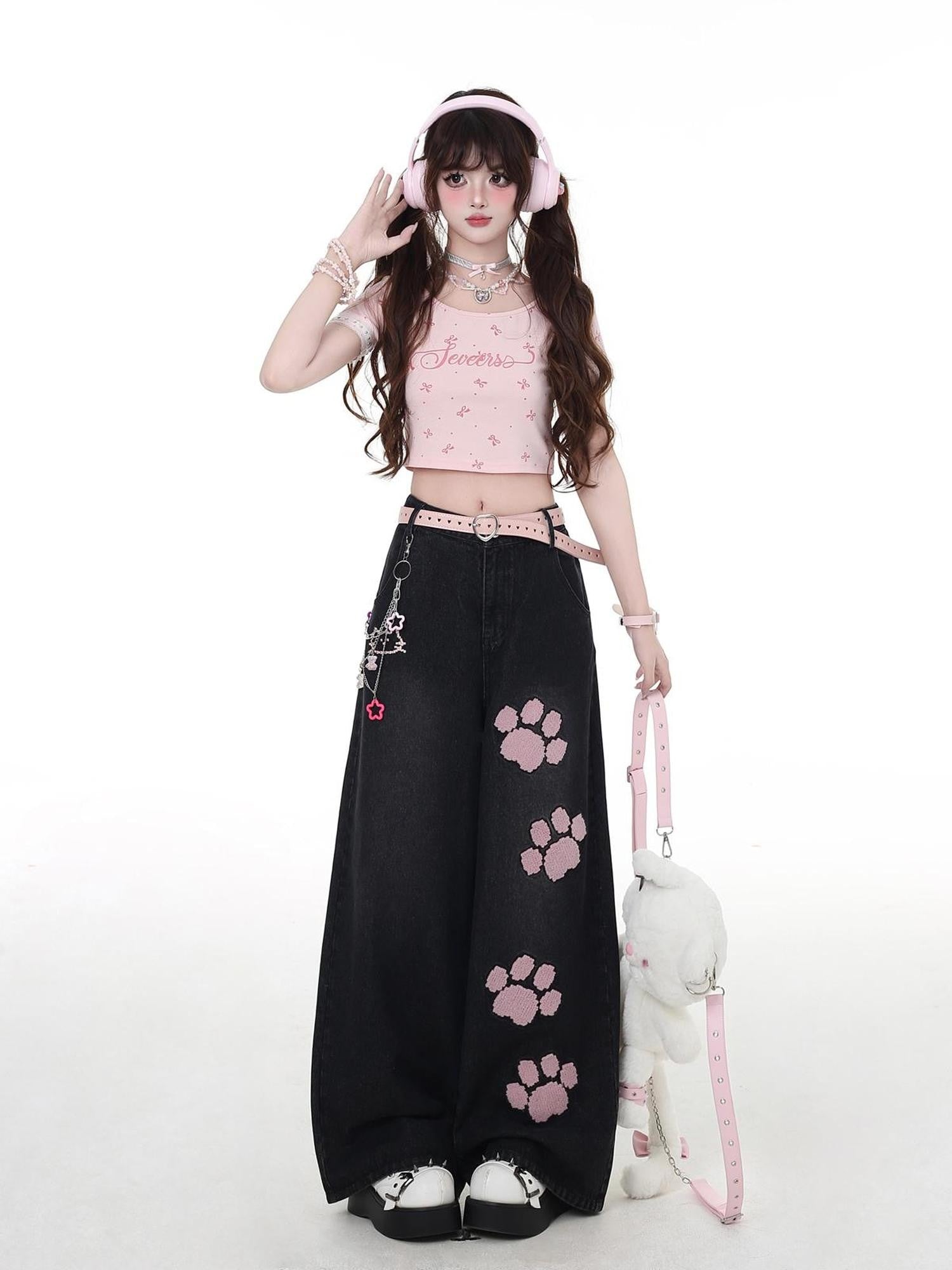 Crazy Girl Gothic Machine Embroidered High Waist Women&