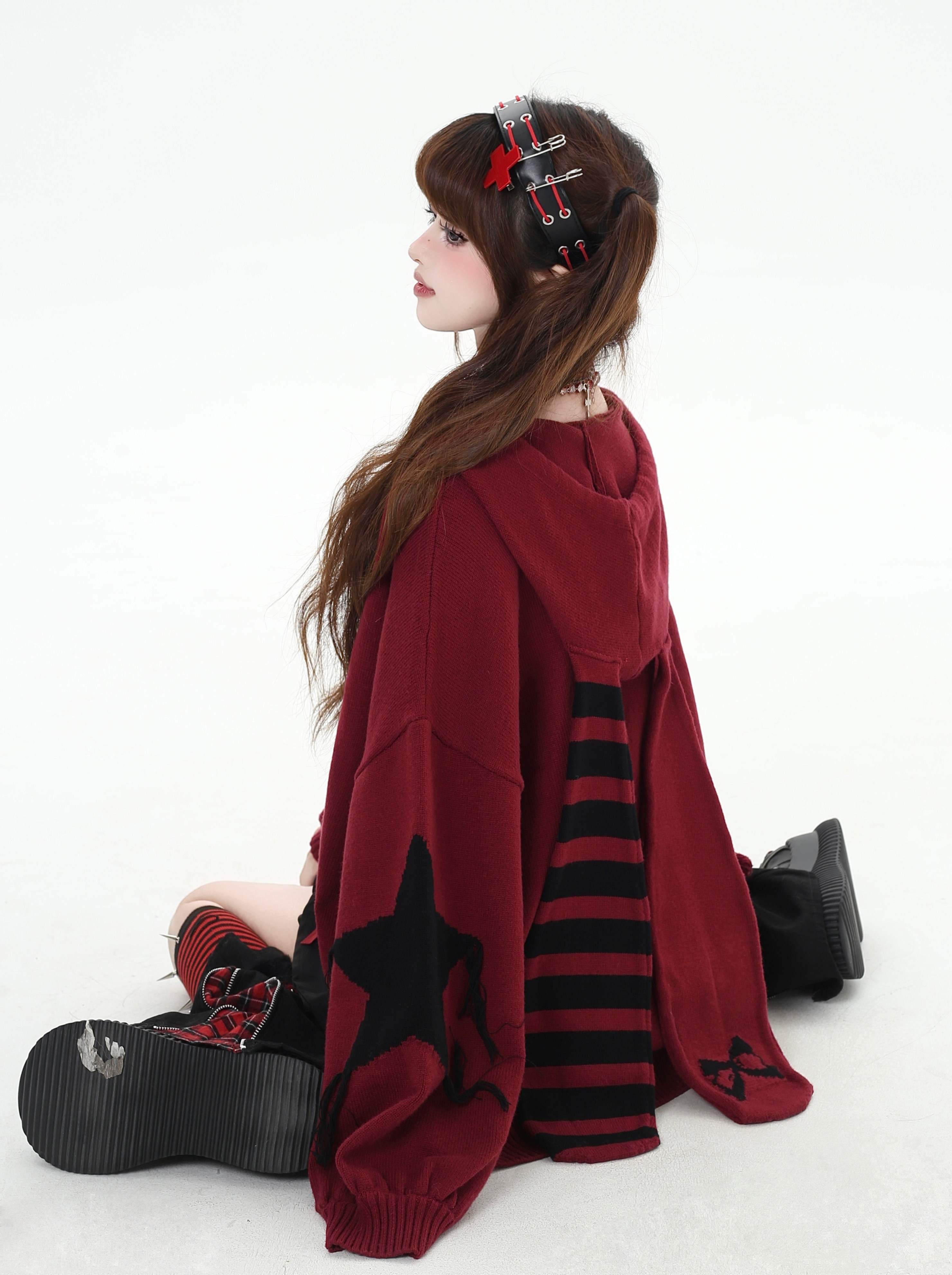 Crazy_Girl_Hooded_Rabbit_Ear_Striped_Star_Women&