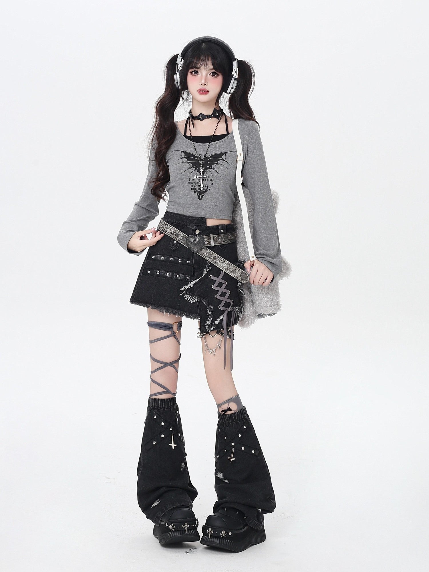 Crazy Girl Irregular Star Asymmetric A Line Tie High Waist Women&