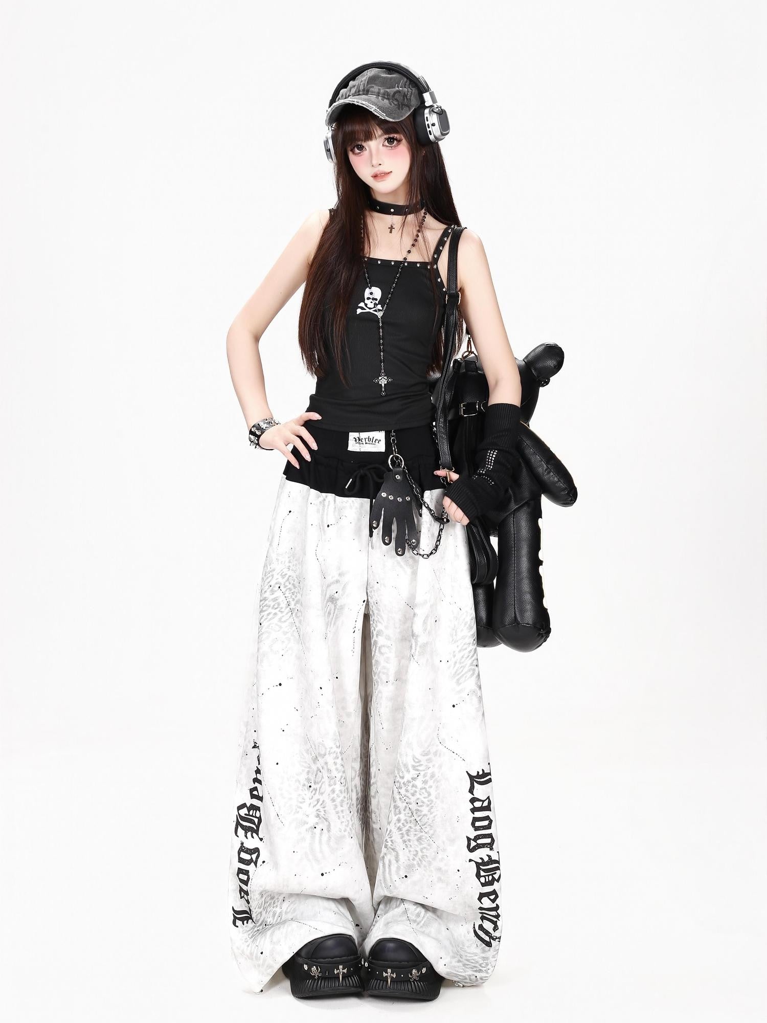 Crazy Girl Leopard Print Distressed High Waist Letter Women&
