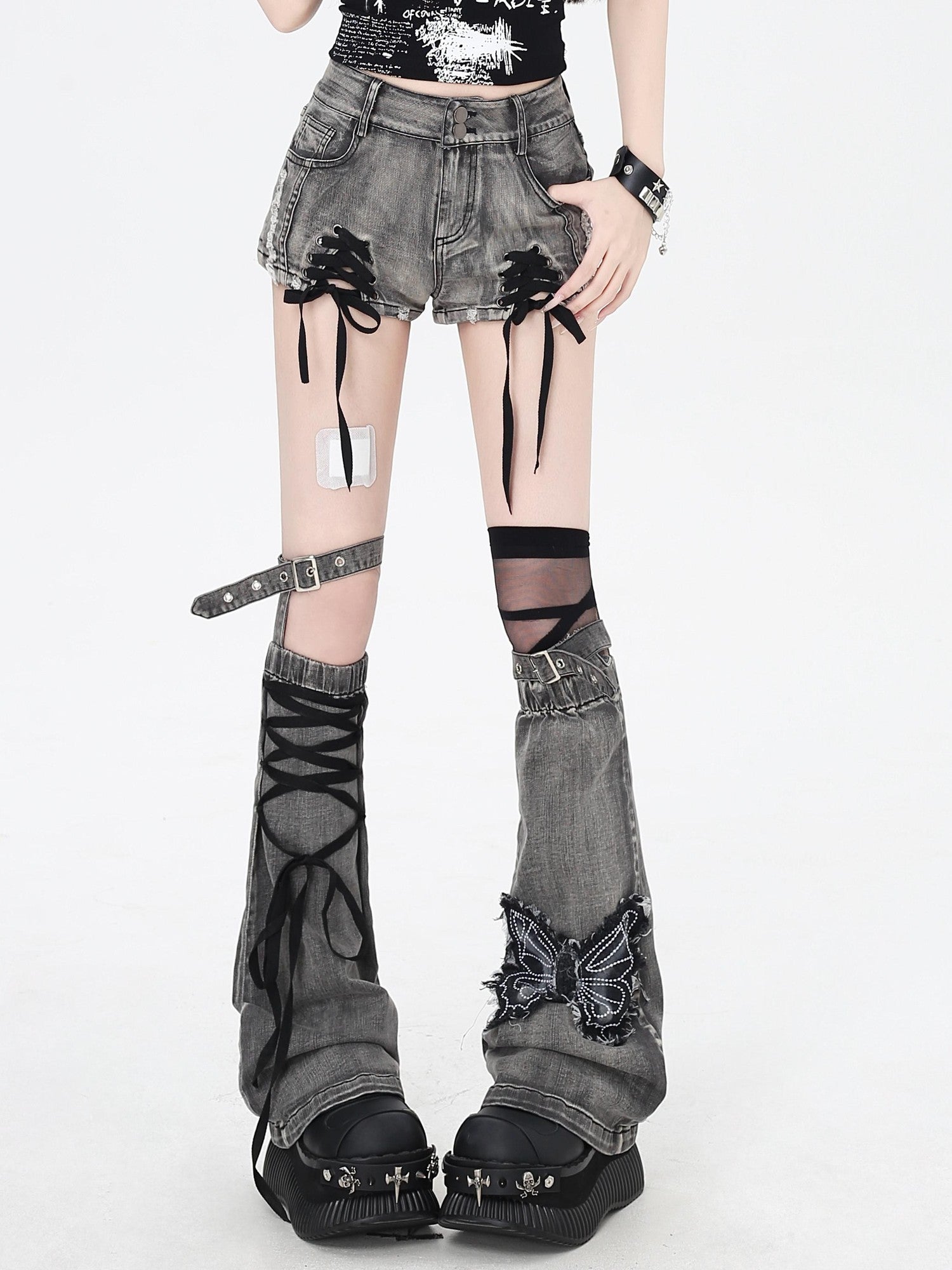 Crazy Girl Long Leg Niche Lace Up Low Waist Skinny Women&