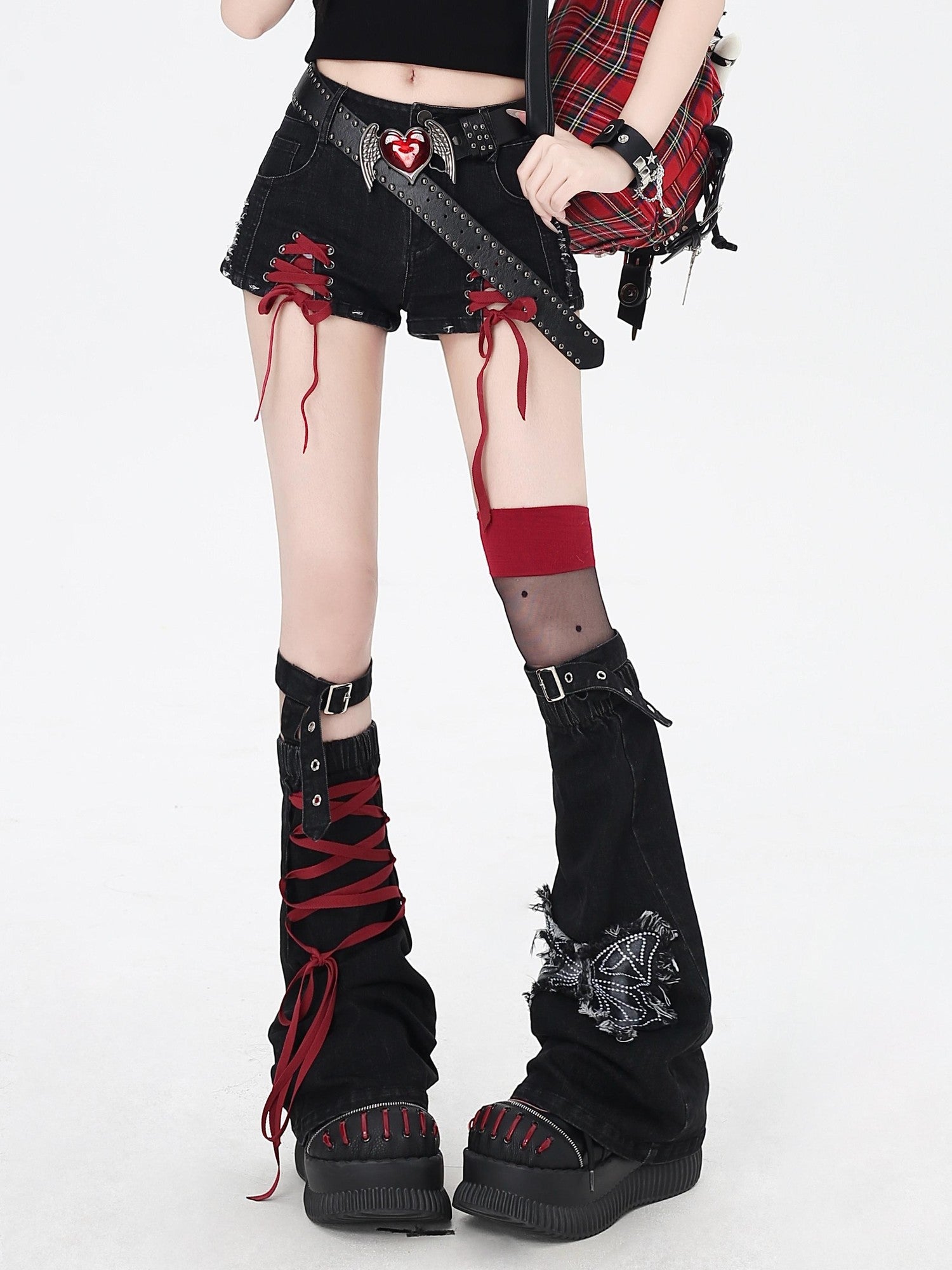 Crazy Girl Long Leg Niche Lace Up Low Waist Skinny Women&
