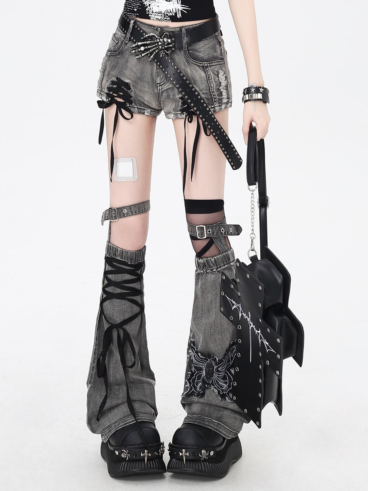 Crazy Girl Long Leg Niche Lace Up Low Waist Skinny Women&