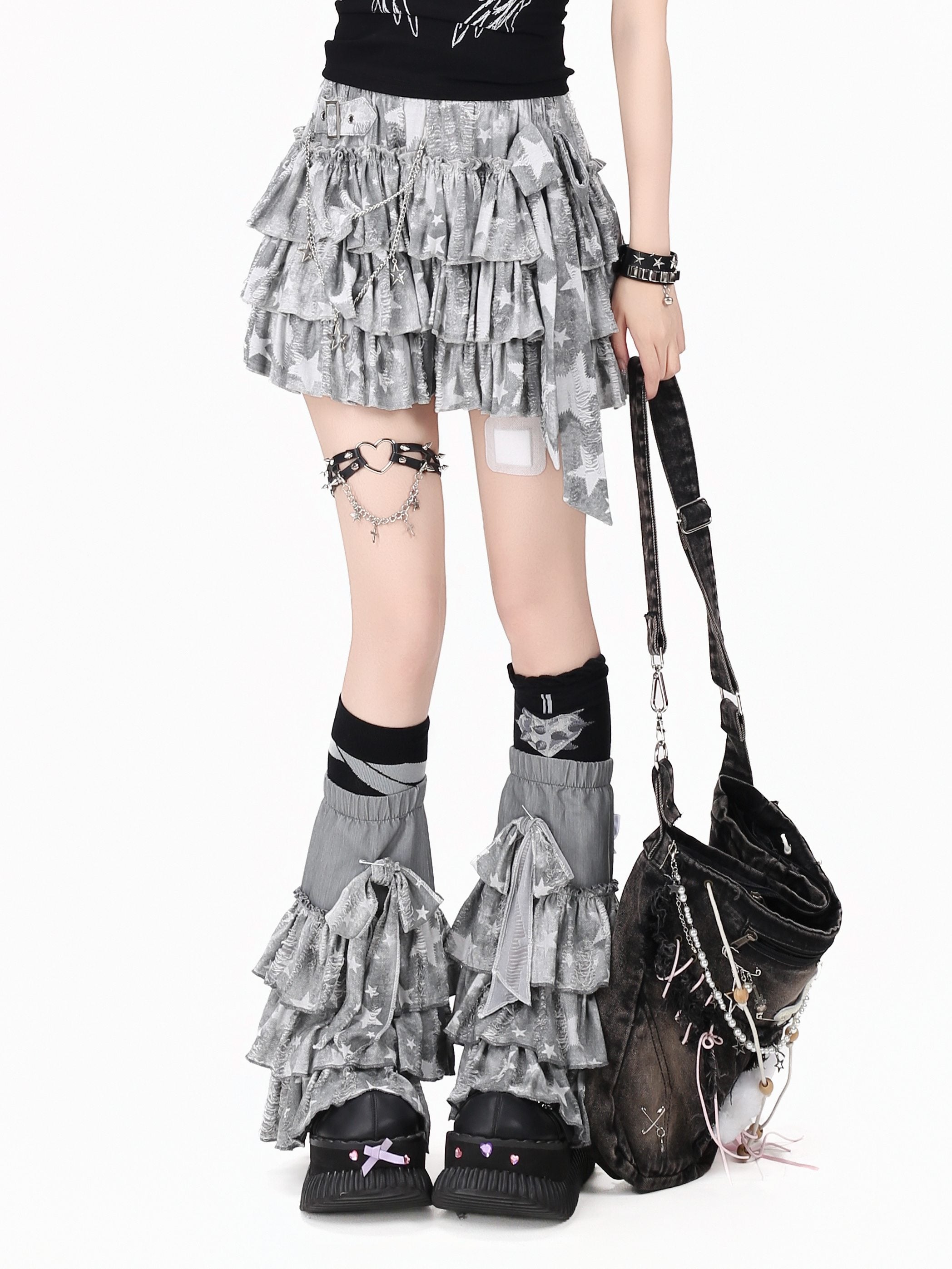 Crazy_Girl_Low_Saturation_Printed_Distressed_Ripped_High_Waist_Tiered_Women&