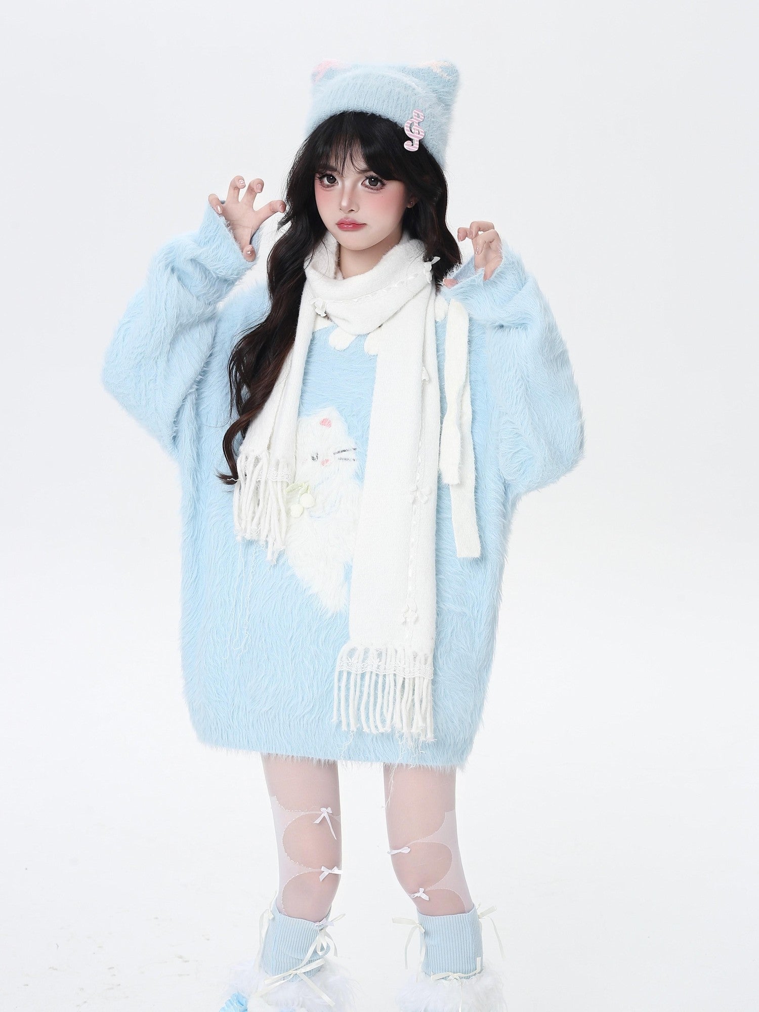 Crazy Girl Macaron Cat Sweet Cute Loose Design Women&