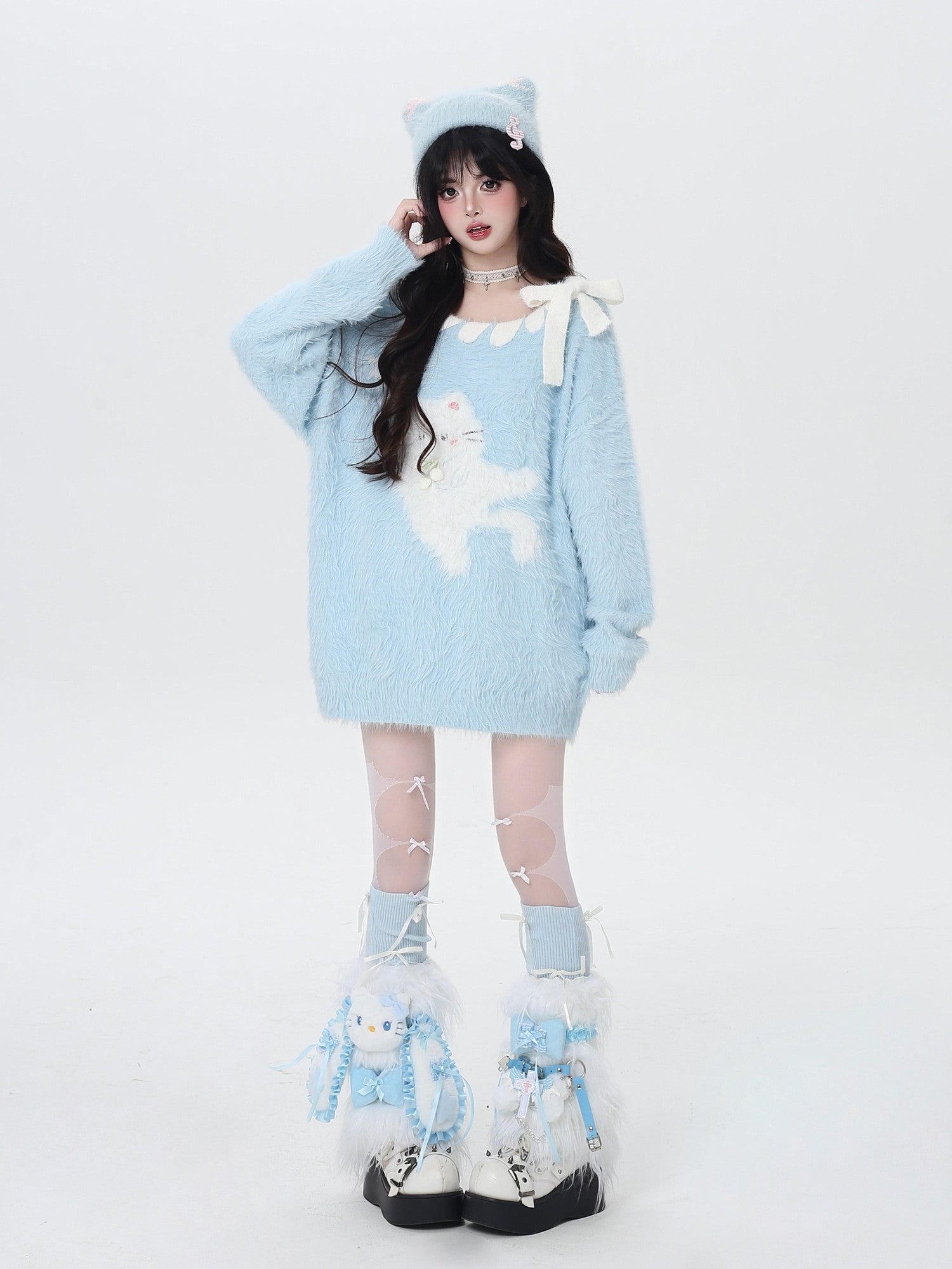 Crazy Girl Macaron Cat Sweet Cute Loose Design Women&