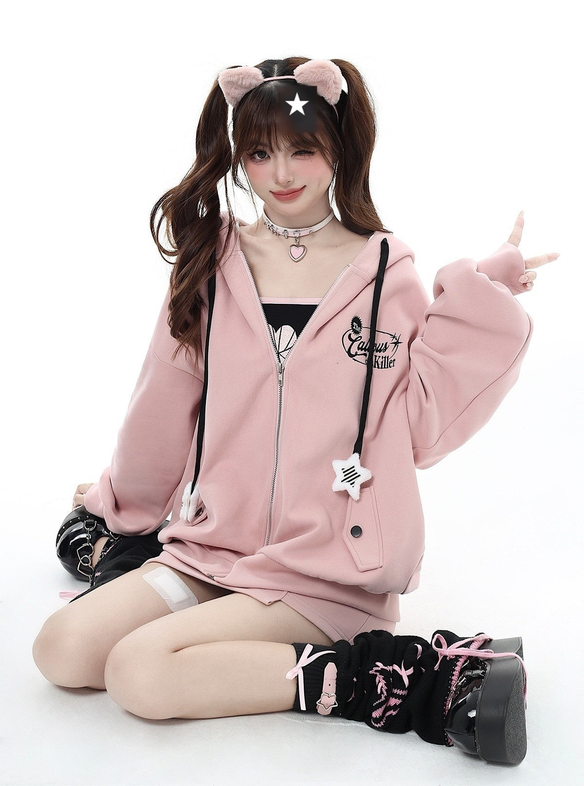 Crazy_Girl_Petite_Fleece_Lined_Hooded_Midlength_Loose_Fit_Breathable_Women&