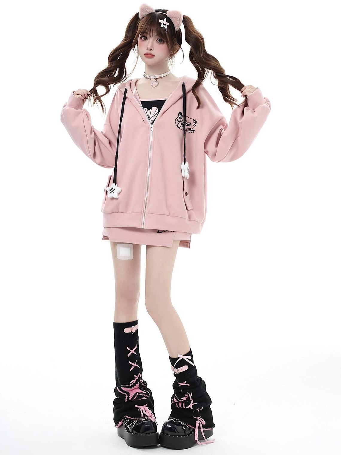 Crazy Girl Petite Fleece Lined Hooded Midlength Loose Fit Breathable Women&