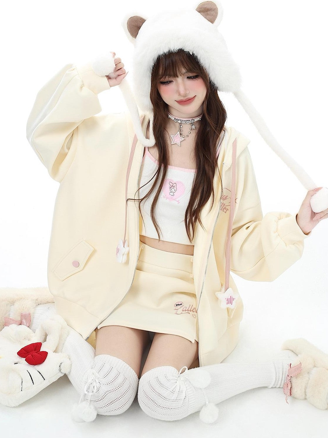 Crazy Girl Petite Fleece Lined Hooded Midlength Loose Fit Breathable Women&