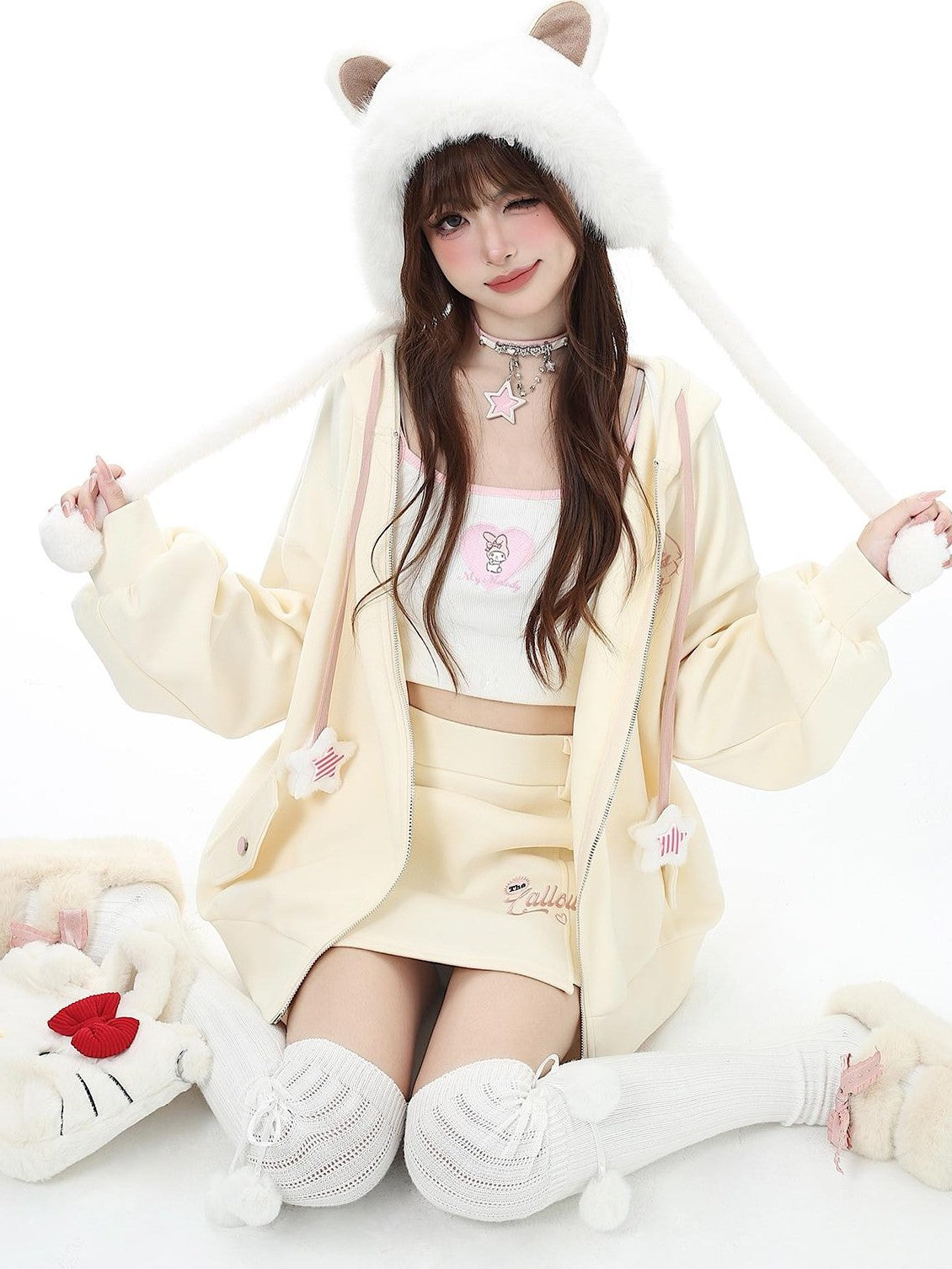 Crazy Girl Petite Fleece Lined Hooded Midlength Loose Fit Breathable Women&