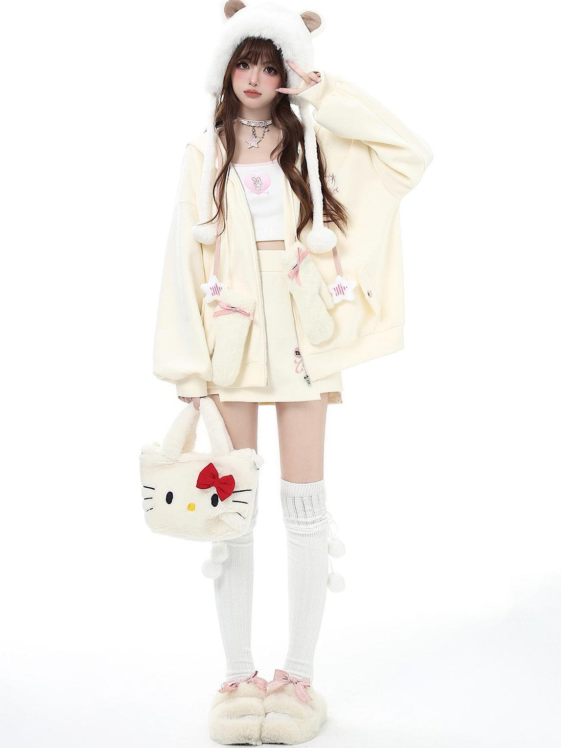 Crazy Girl Petite Fleece Lined Hooded Midlength Loose Fit Breathable Women&