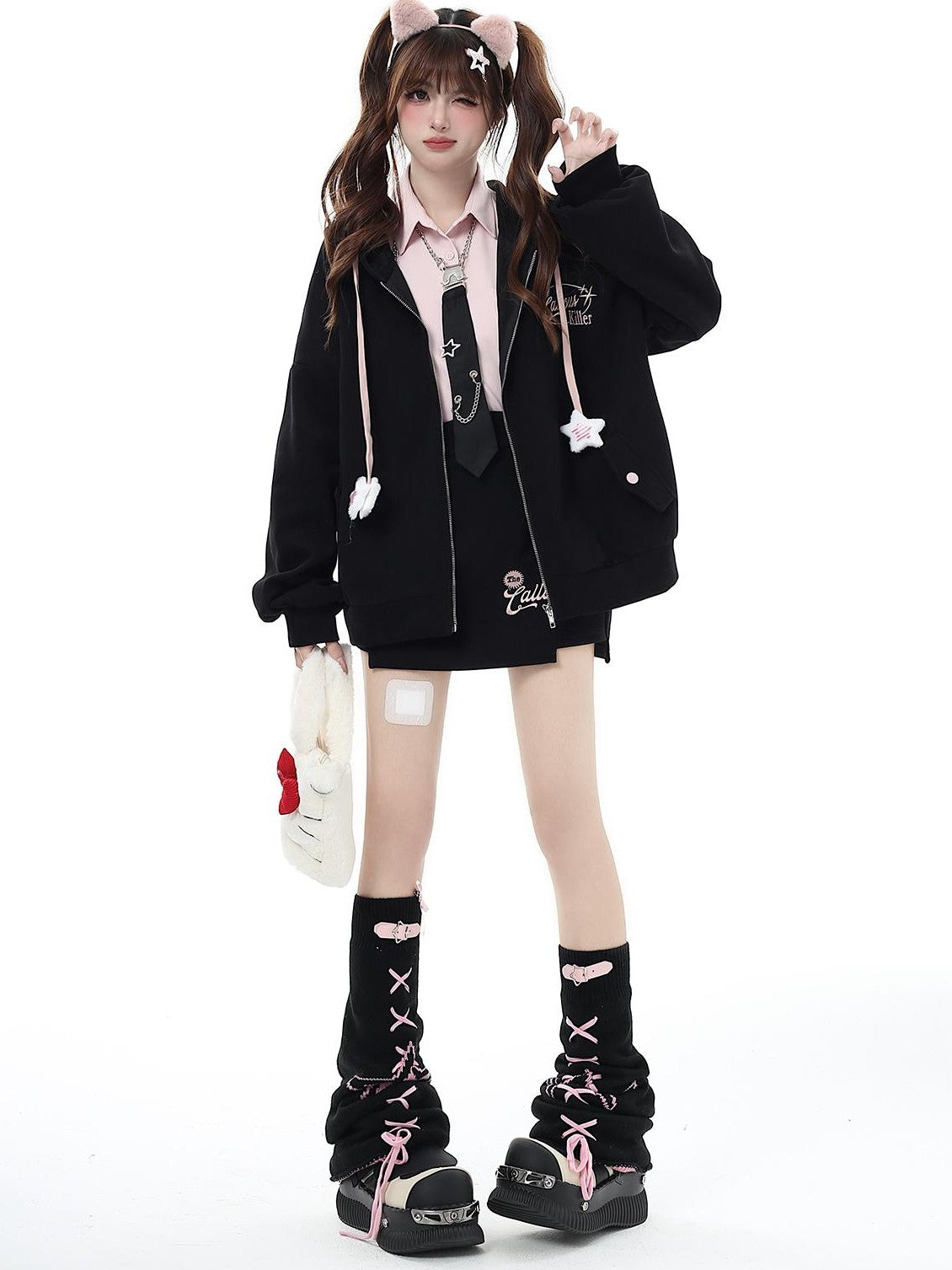 Crazy Girl Petite Fleece Lined Hooded Midlength Loose Fit Breathable Women&