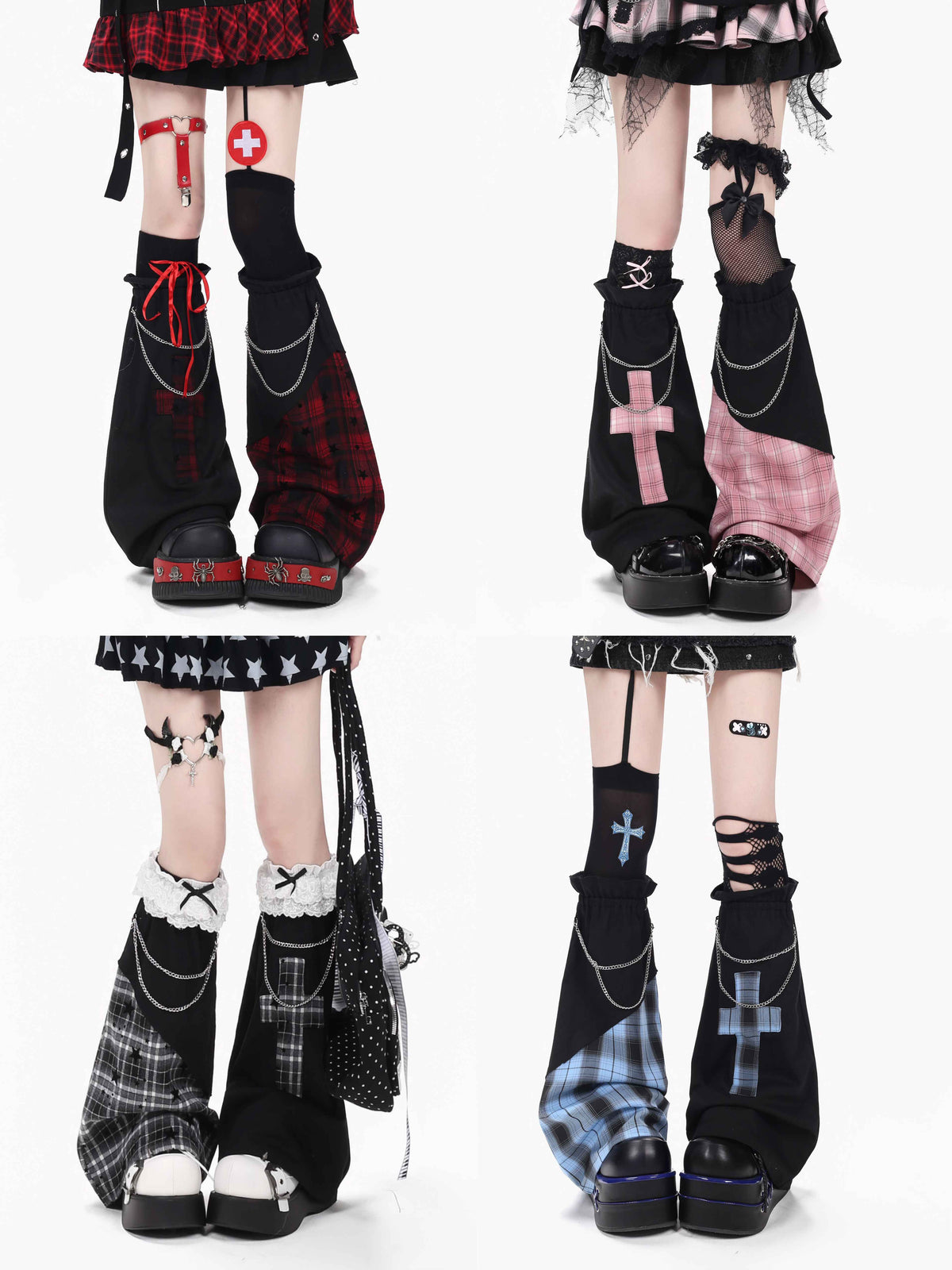 Crazy_Girl_Plaid_Chain_Niche_Slouch_Stacked_Leg_Sleeve_Women&