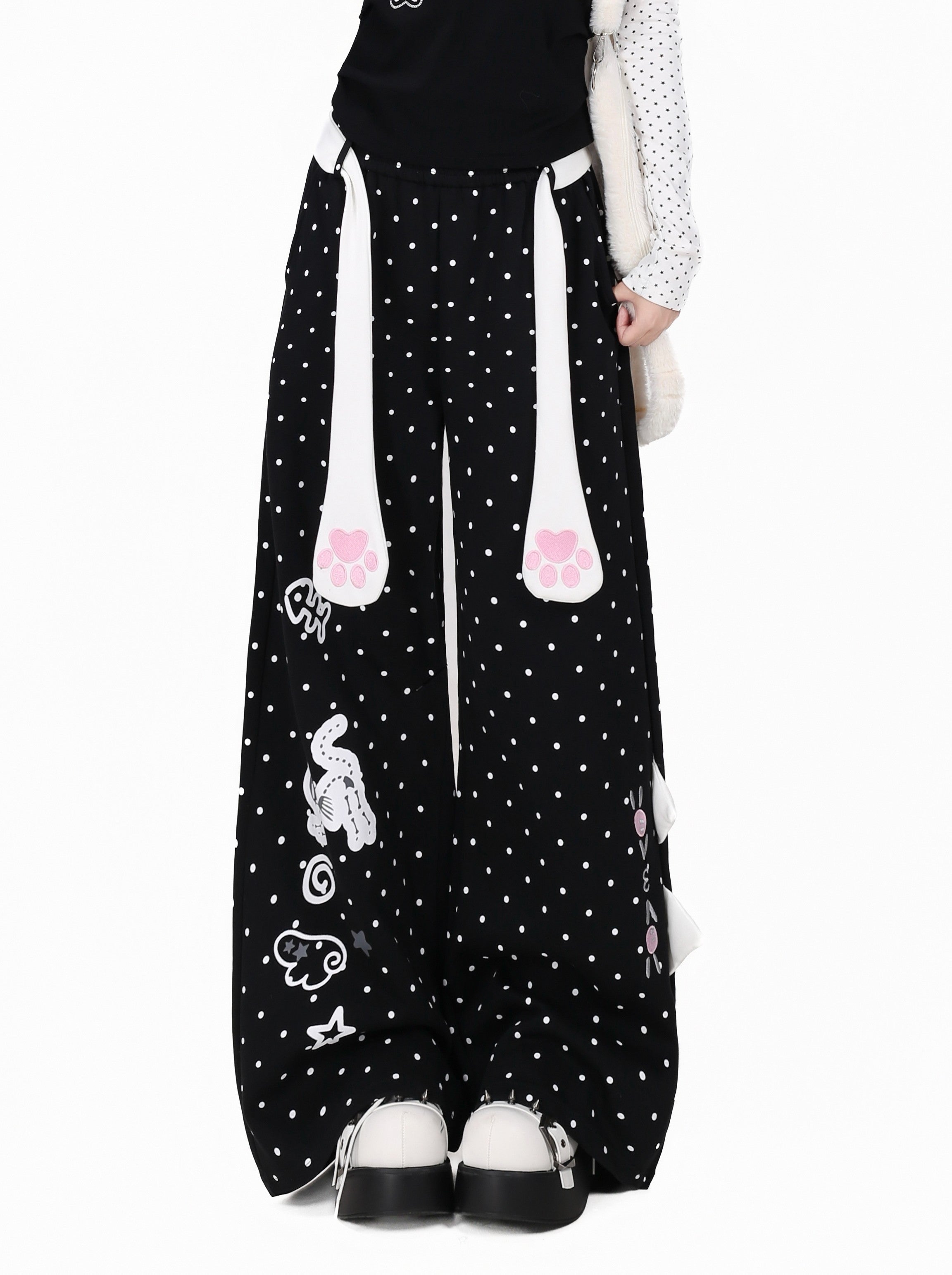 Crazy_Girl_Polka_Dot_Cat_Print_High_Waist_Relaxed_Athletic_Women&