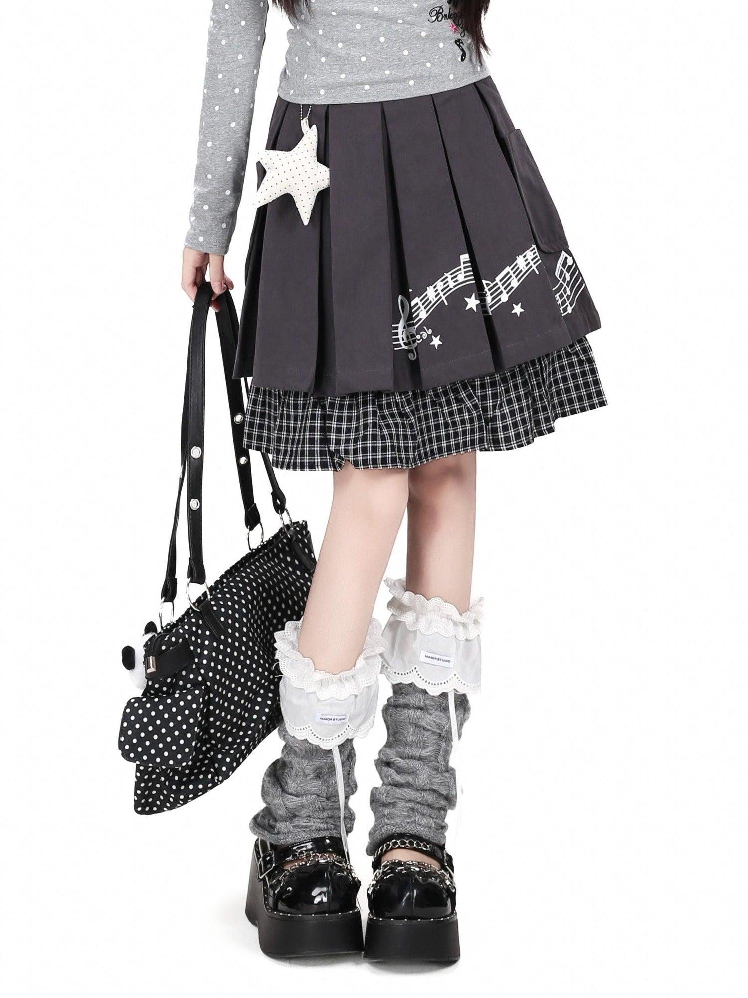 Crazy Girl Polka Dot Embroidered V-neck Slim Fit Women&