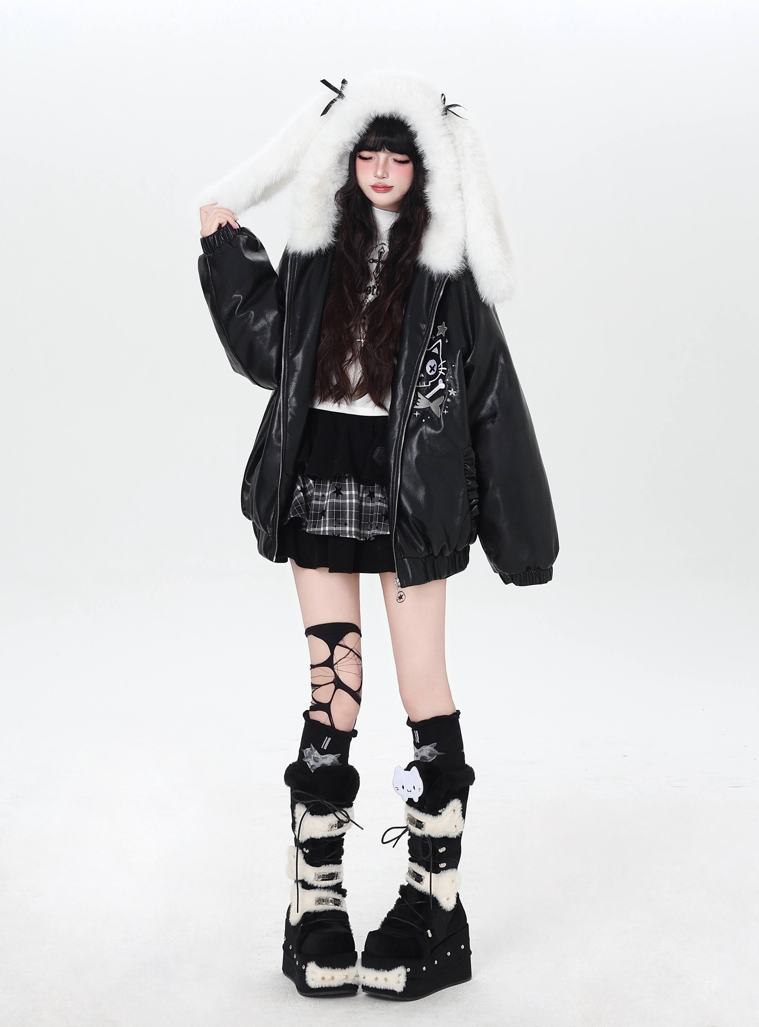 Crazy_Girl_Rabbit_Ear_Hooded_Heavily_Embellished_Padded_Women&