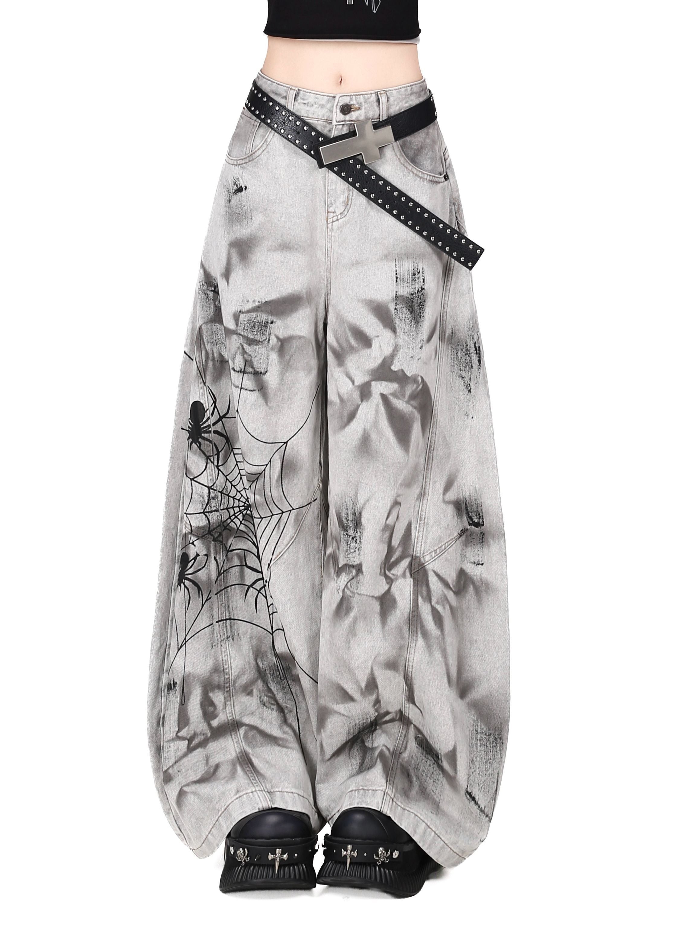 Crazy_Girl_Spiderweb_Tie_Dye_Zipper_High_Waist_Women&