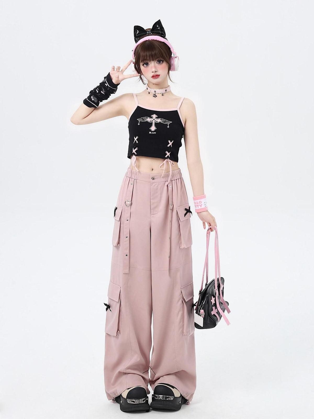 Crazy Girl Streetwear High Waist Wide Leg Loose Workwear Women&