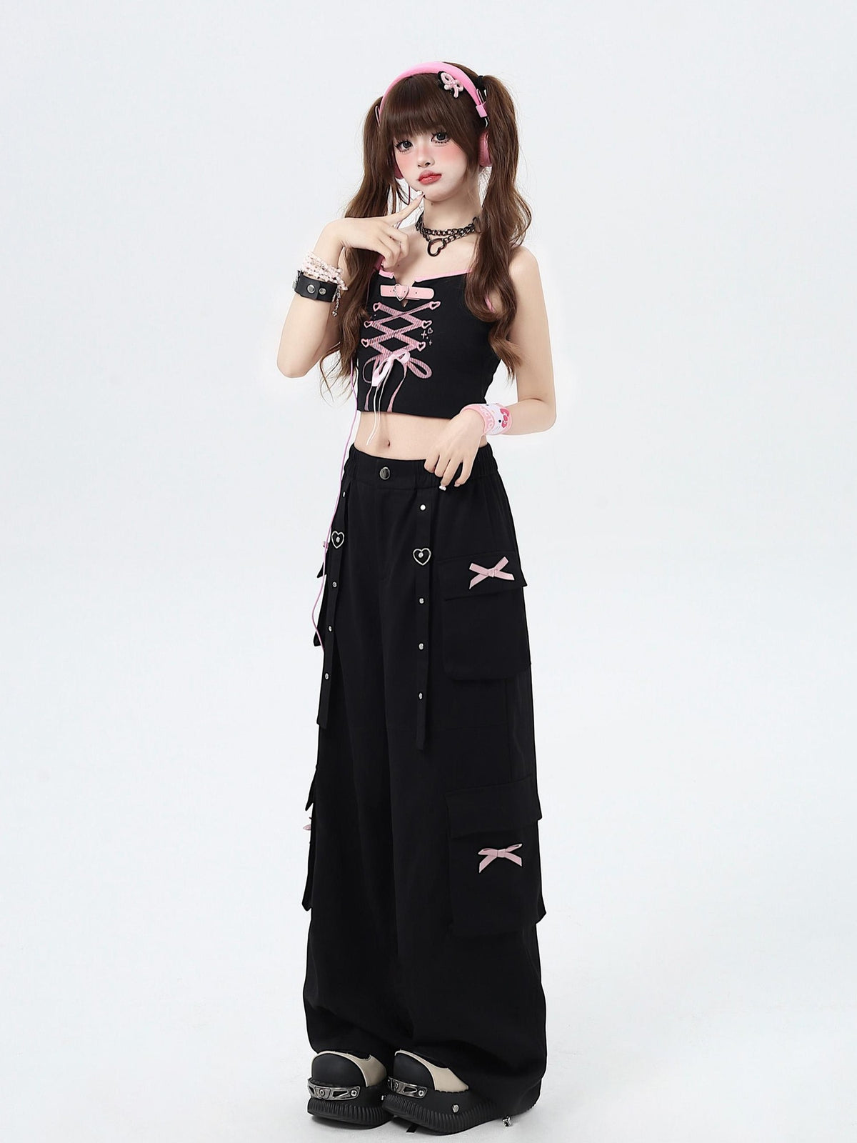 Crazy Girl Streetwear High Waist Wide Leg Loose Workwear Women&