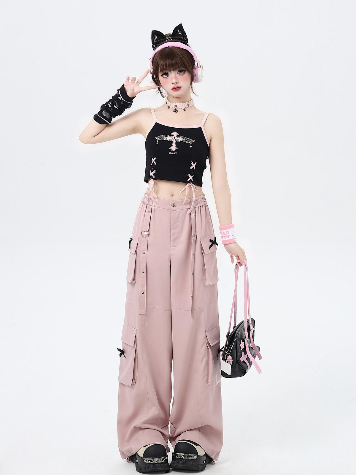 Crazy Girl Streetwear High Waist Wide Leg Loose Workwear Women&