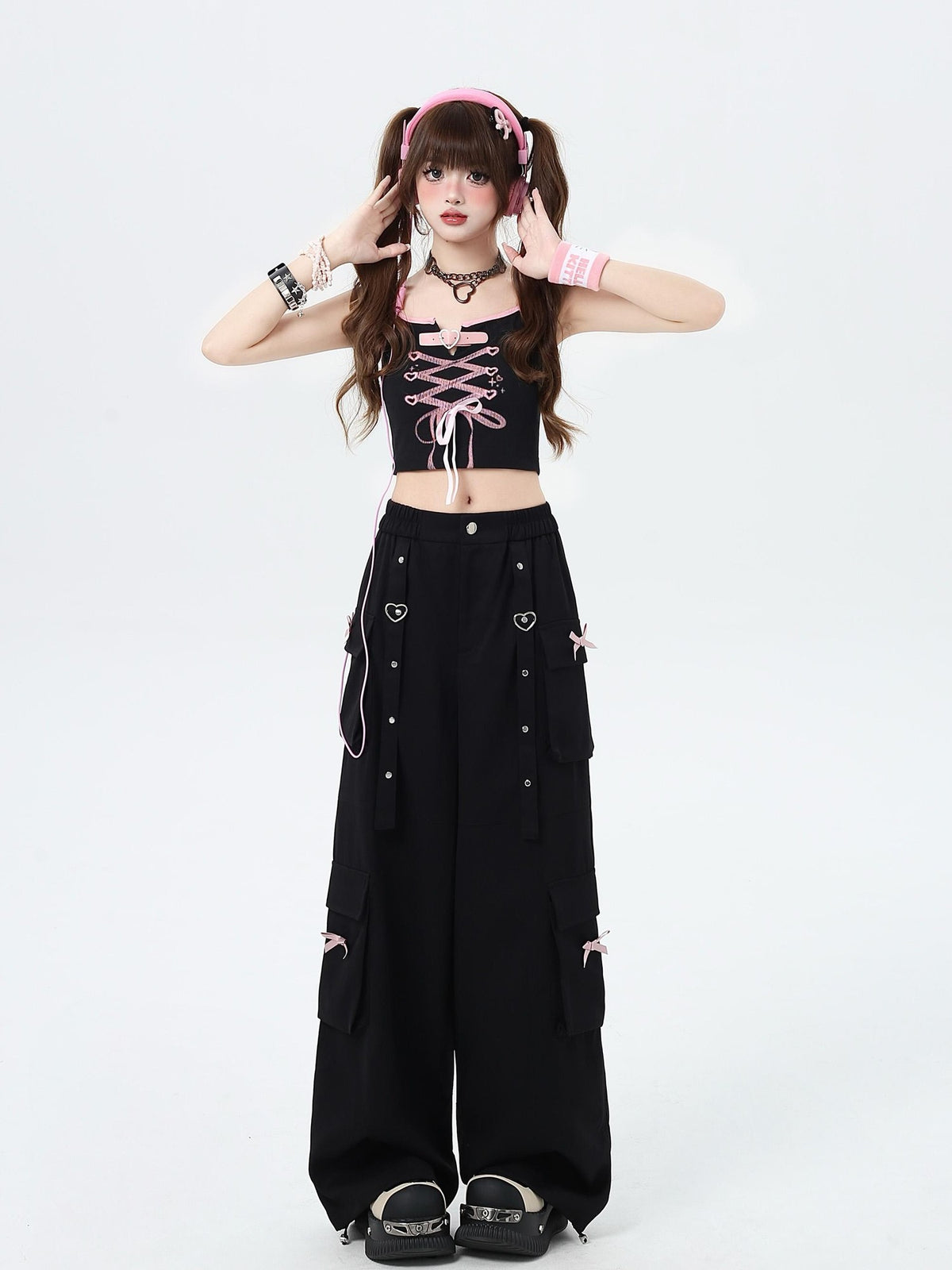 Crazy Girl Streetwear High Waist Wide Leg Loose Workwear Women&