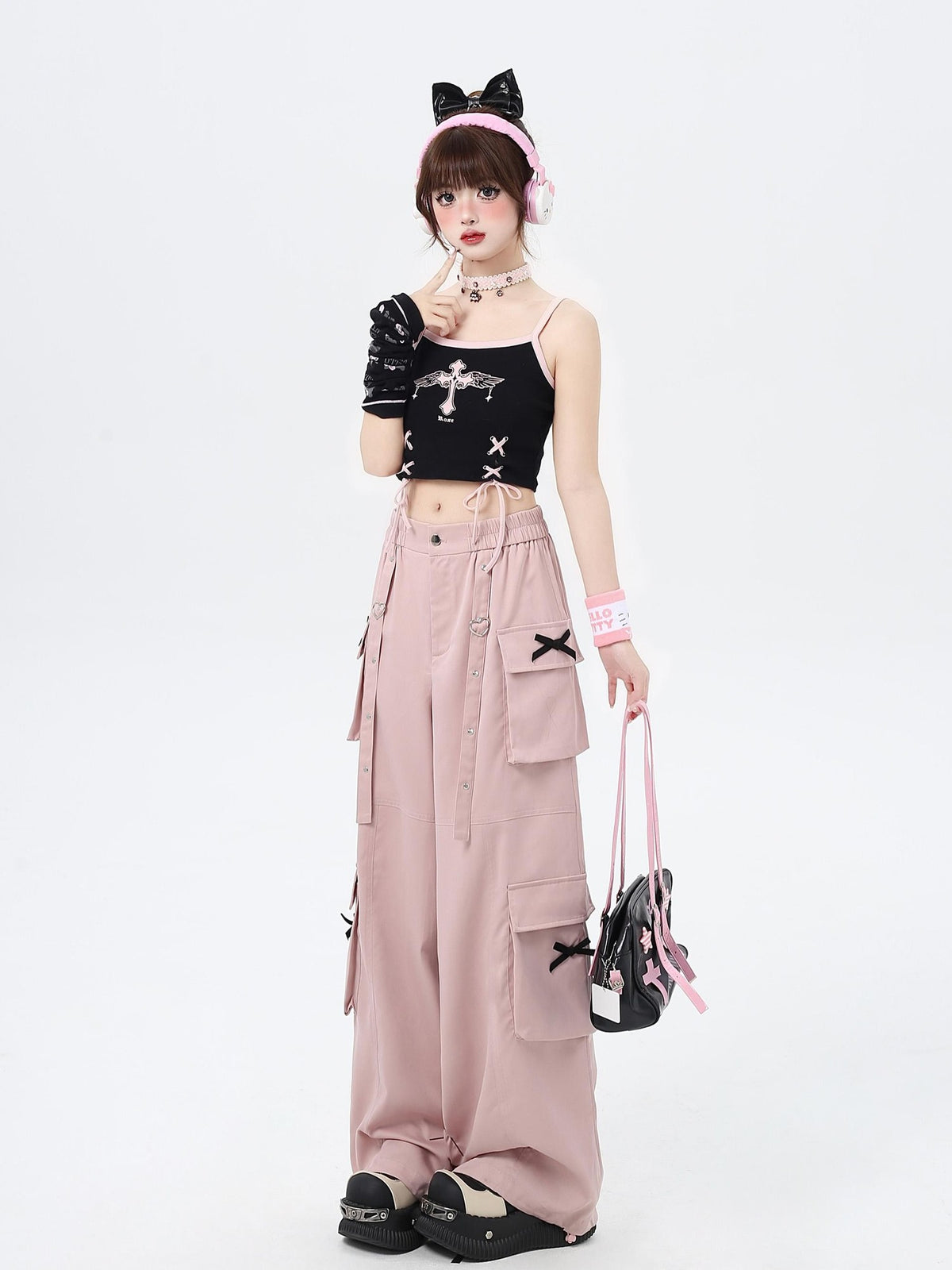 Crazy Girl Streetwear High Waist Wide Leg Loose Workwear Women&