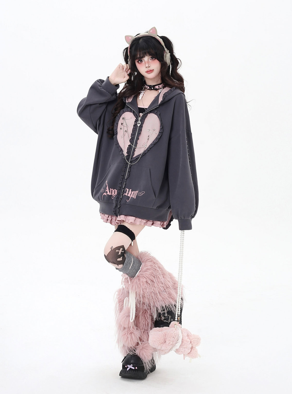 Crazy_Girl_Striped_Rabbit_Ear_Hooded_Long_Sleeve_Loose_Fit_Women&