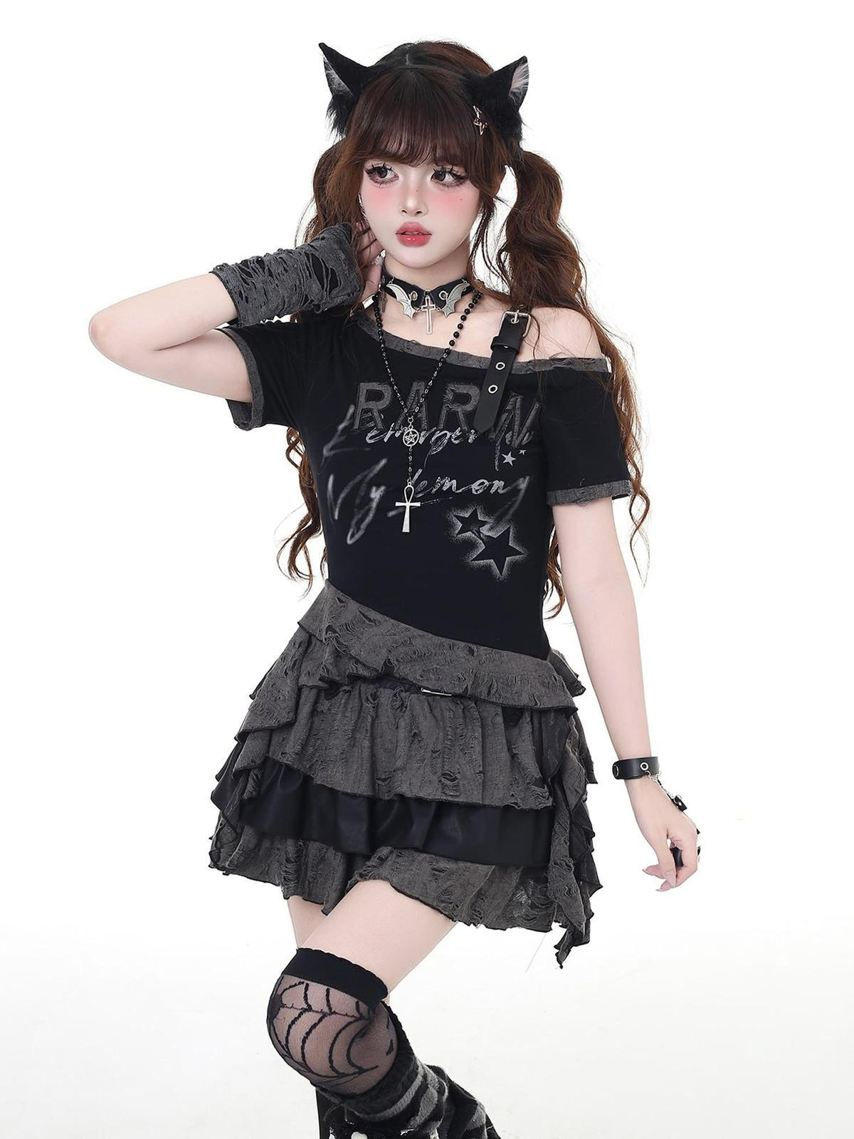 Crazy Girl Subculture Distressed Cropped Slim Women&