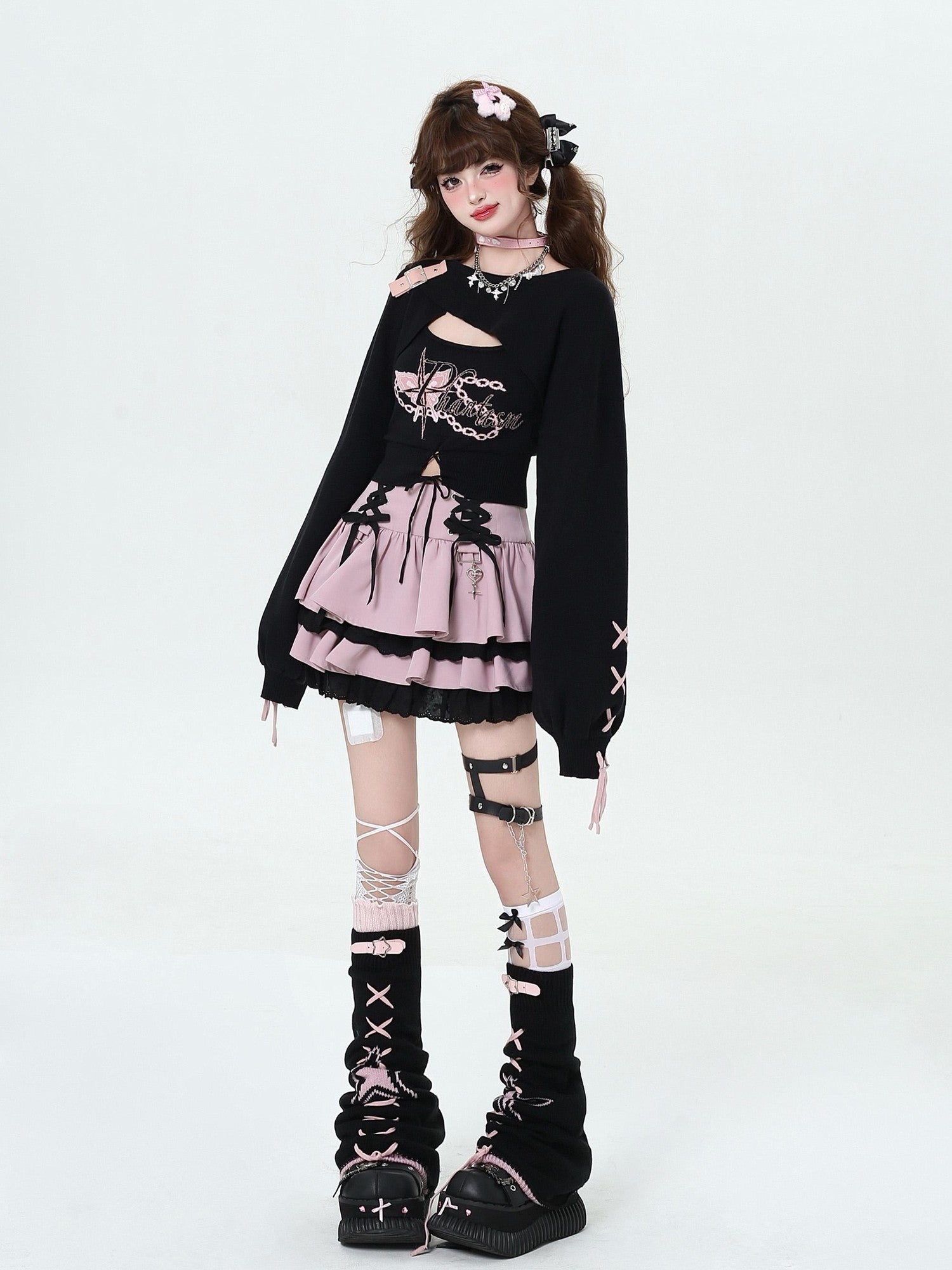 Crazy Girl Sweet Cartoon Letter Crewneck Slim Pullover Women&
