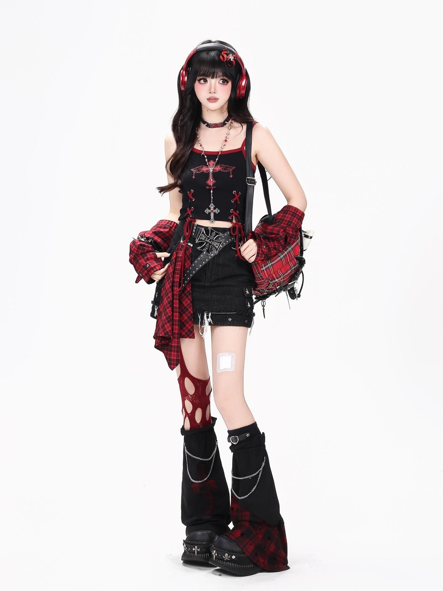 Crazy Girl Sweet Cool High Waist A Line Zipper Antistatic Denim Women&