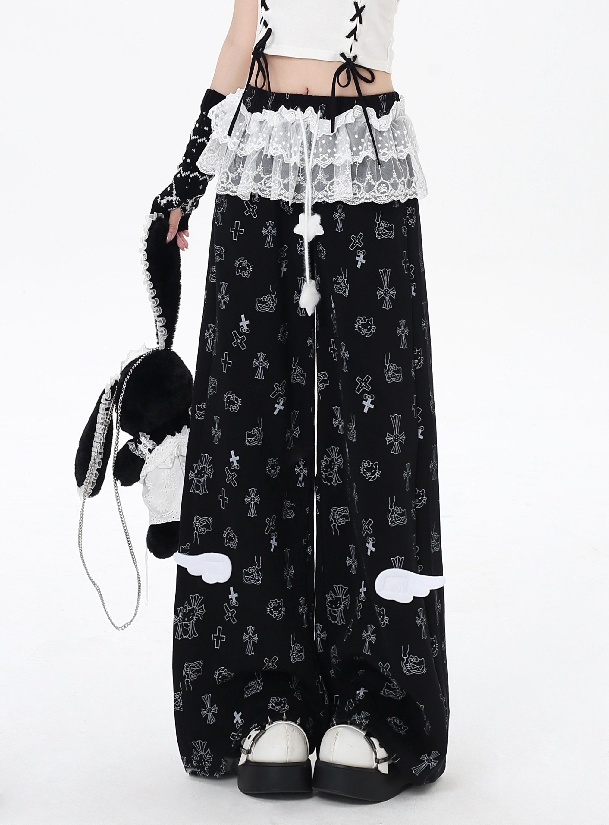 Crazy_Girl_Sweet_Floral_Printed_Lace_Trim_High_Waist_Women&