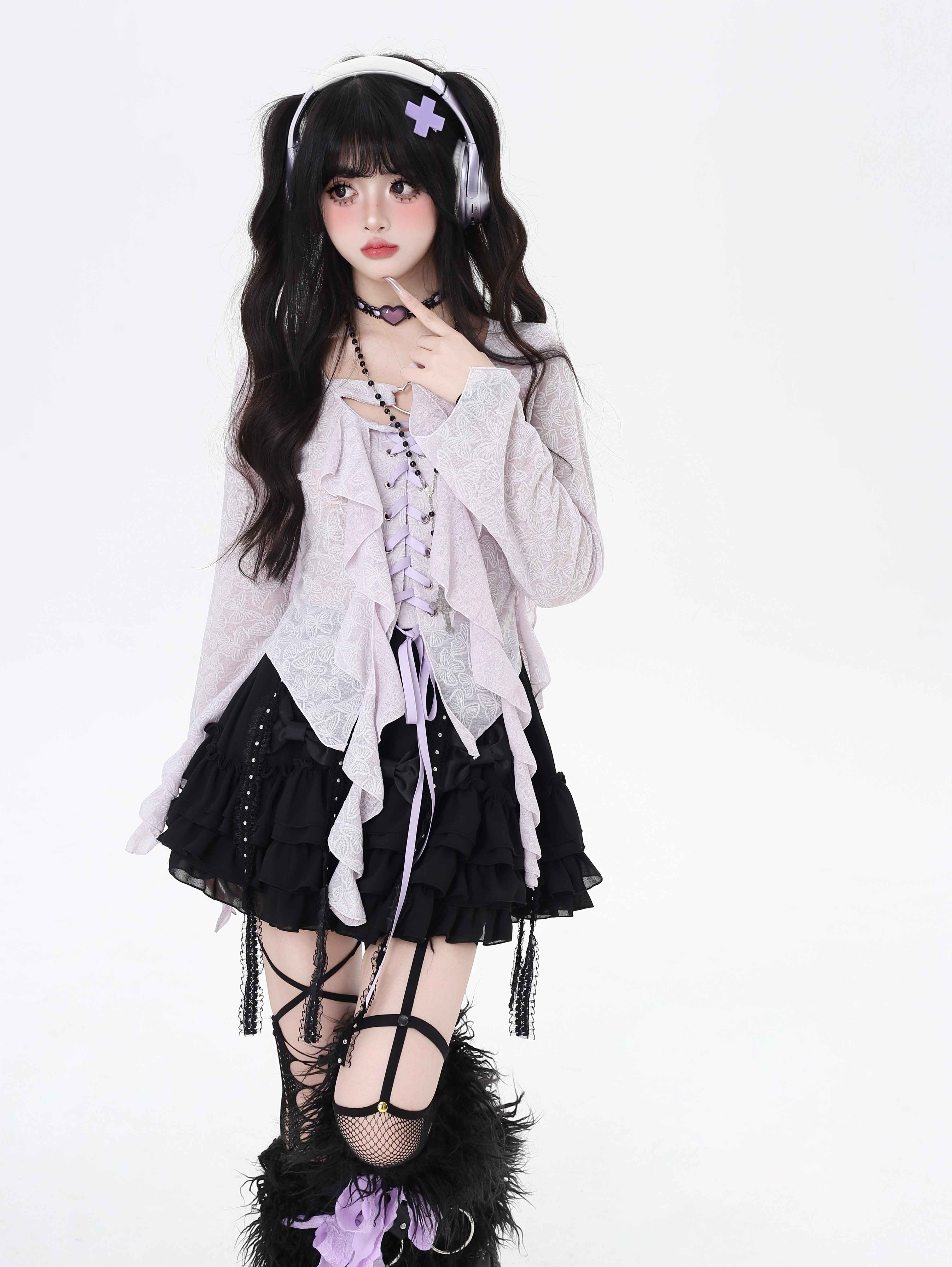 Crazy_Girl_Sweet_Resort_Original_Ribbon_Tie_Cropped_Long_Sleeve_Women&