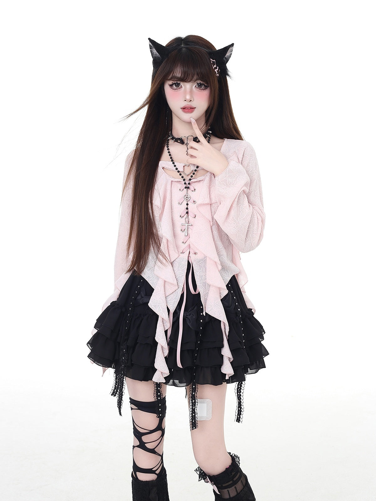 Crazy_Girl_Sweet_Resort_Original_Ribbon_Tie_Cropped_Long_Sleeve_Women&