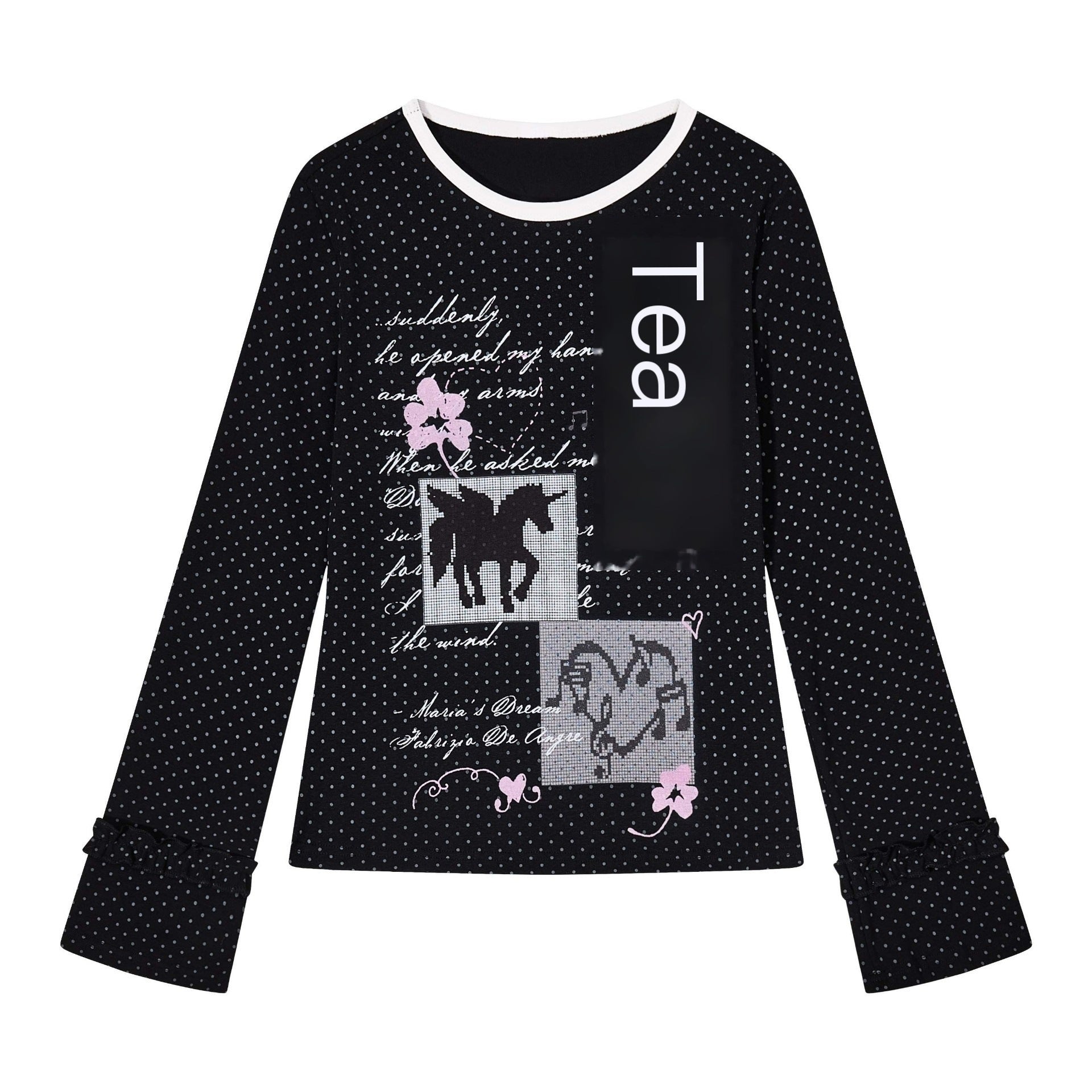 Crazy_Girl_Unicorn_Polka_Dot_Patchwork_Lace_Cuffs_Slim_Fit_Women&
