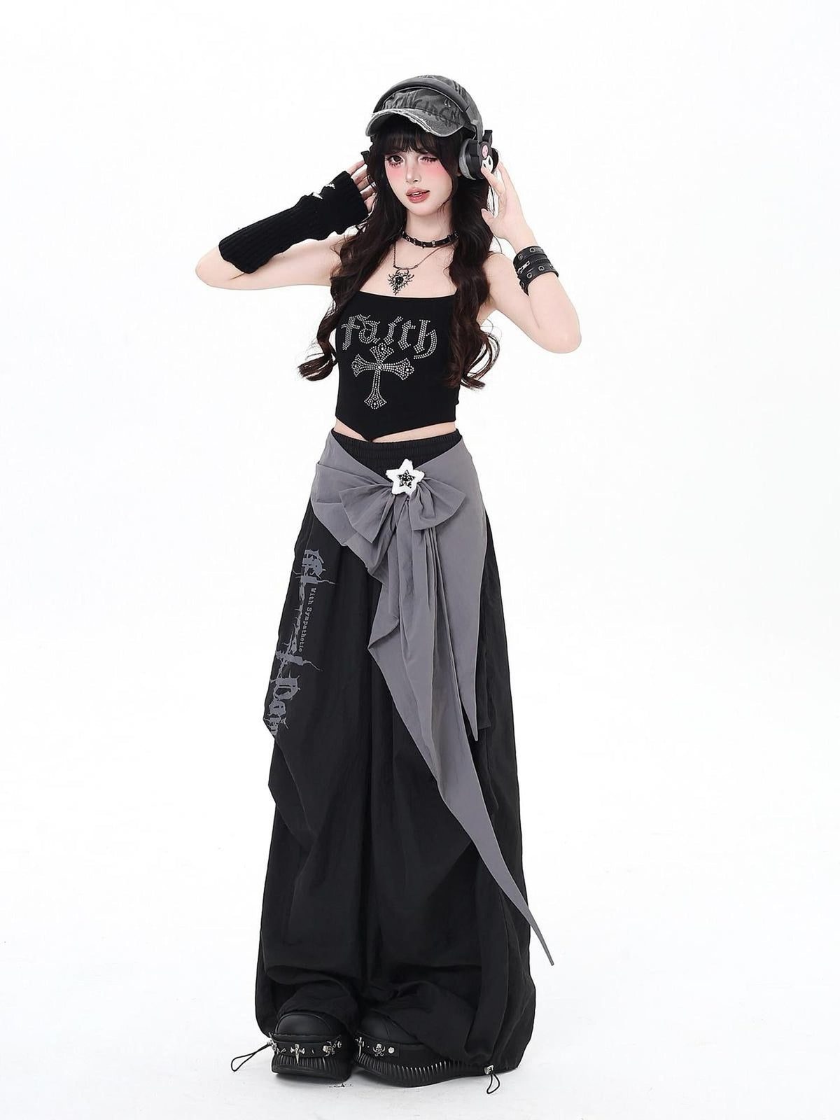 Crazy Girl Urban Streetwear High Waist Cargo Loose Fit Women&