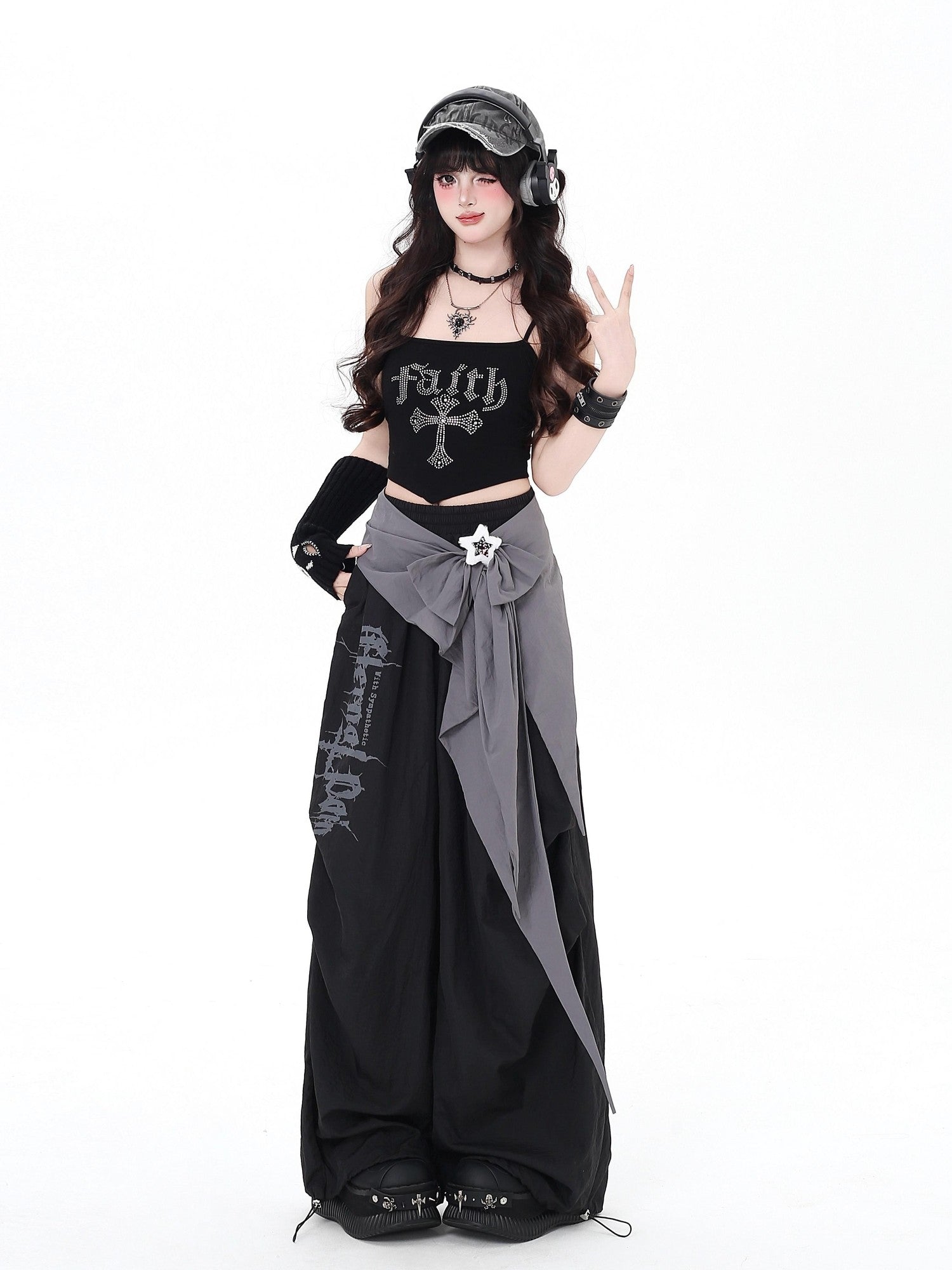 Crazy Girl Urban Streetwear High Waist Cargo Loose Fit Women&
